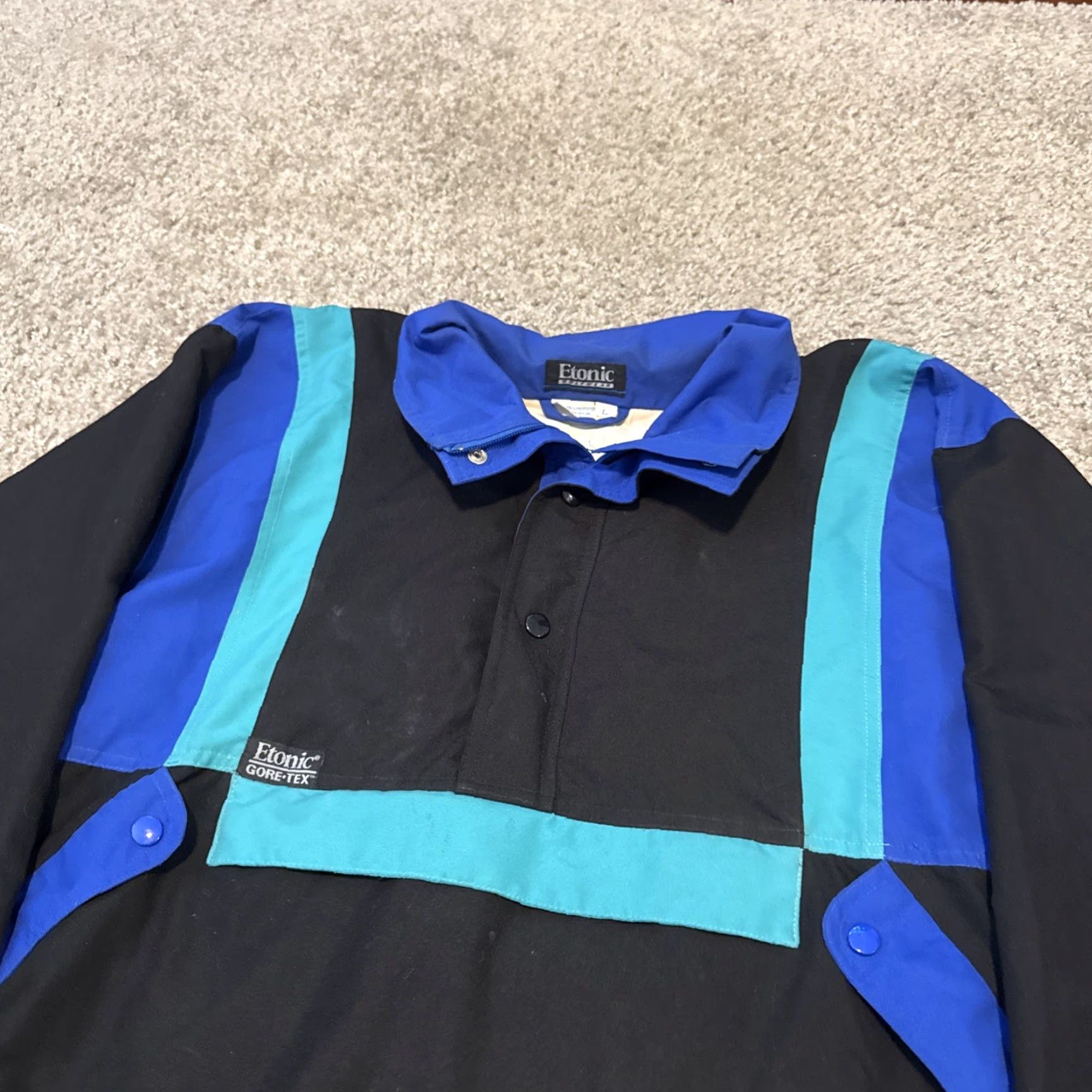 Vintage VINTAGE Etonic Windbreaker Jacket Mens L Golf Gore-Tex Water Resistant 90s Blue Teal Nylon Pullover - Size US L / EU 52-54 / 3 - 5 Thumbnail