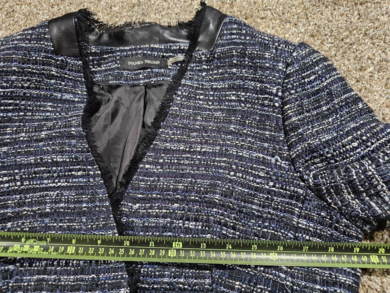 Designer Ivanka Trump Open Woven Tweed Blazer Jacket Raw Edge Hem 10 Size L / US 10 / IT 46 - 7 Thumbnail