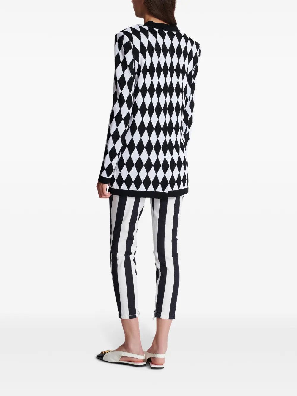 o1s1wg110825 Patterned Jacquard Jacket in Black/White