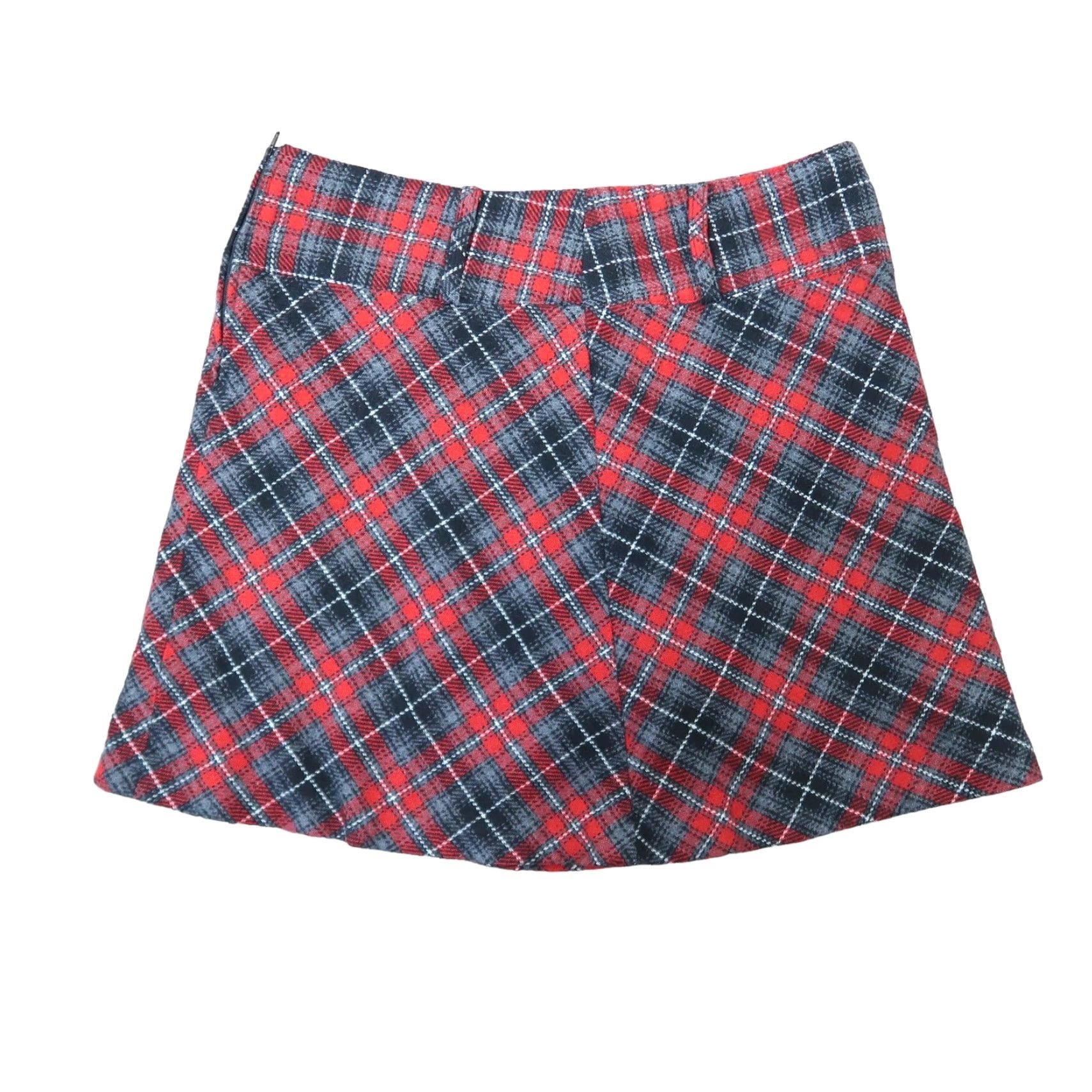 Changes VINTAGE 90s Exact Change Skirt Woman Mini Wool Poly Plaid Red Grey Low Rise Size 7 Womens Size 28" / US 6 / IT 42 - 3 Thumbnail