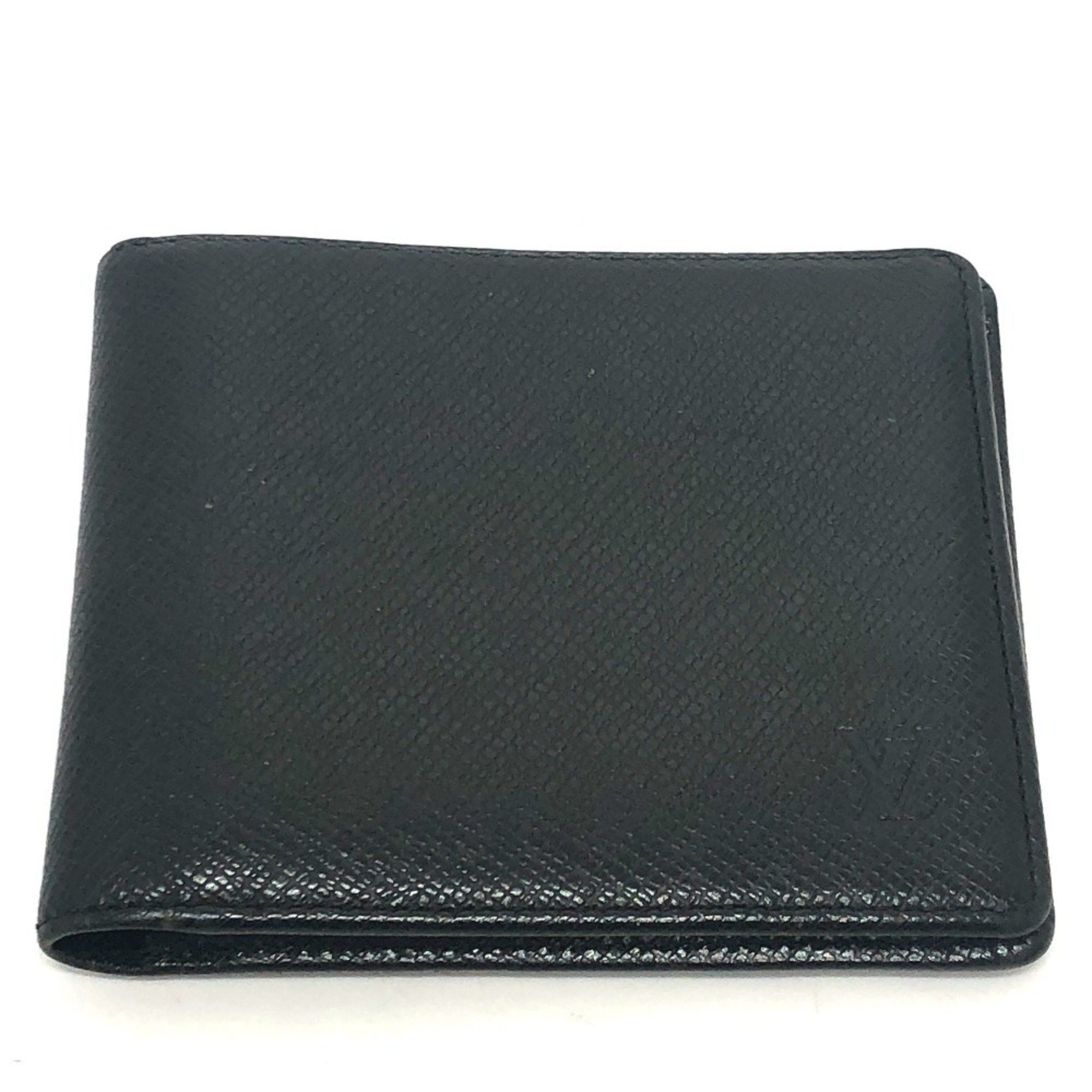 LOUIS VUITTON M30462 Porte-Vieux Carte Credit Wallet Mini Bi-fold Taiga Leather Men's Ardoise Black