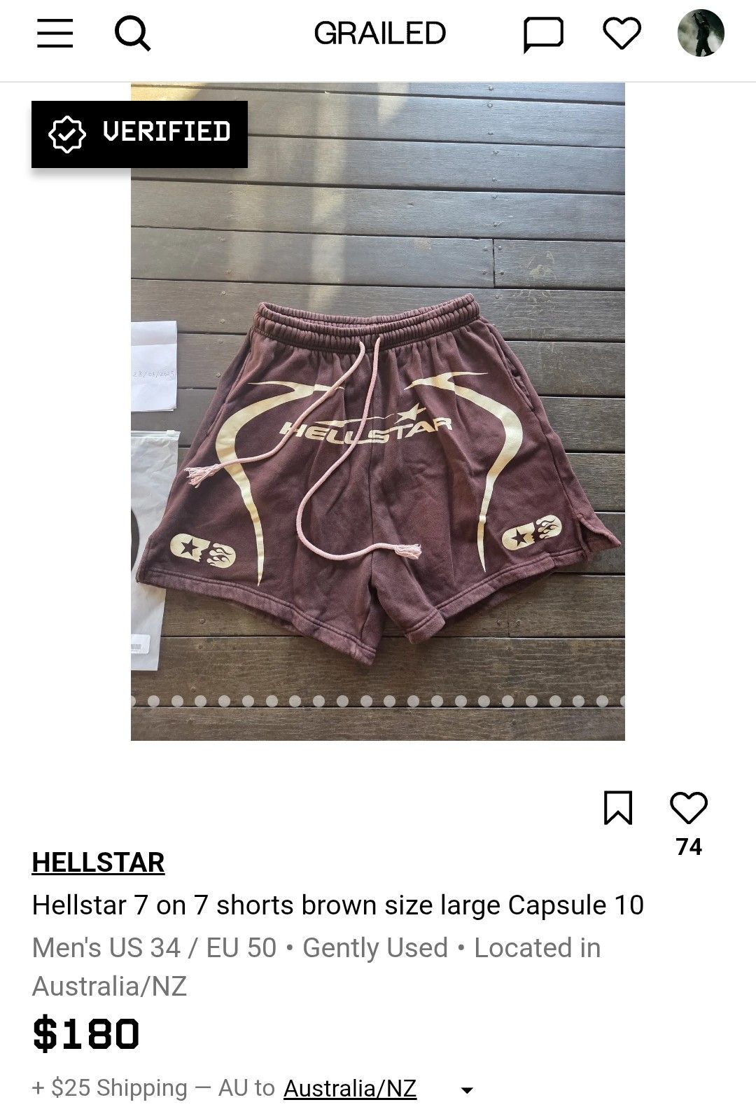 HELLSTAR Hellstar 7 on 7 shorts brown size large Capsule 10 Size US 34 / EU 50 - 25 Thumbnail