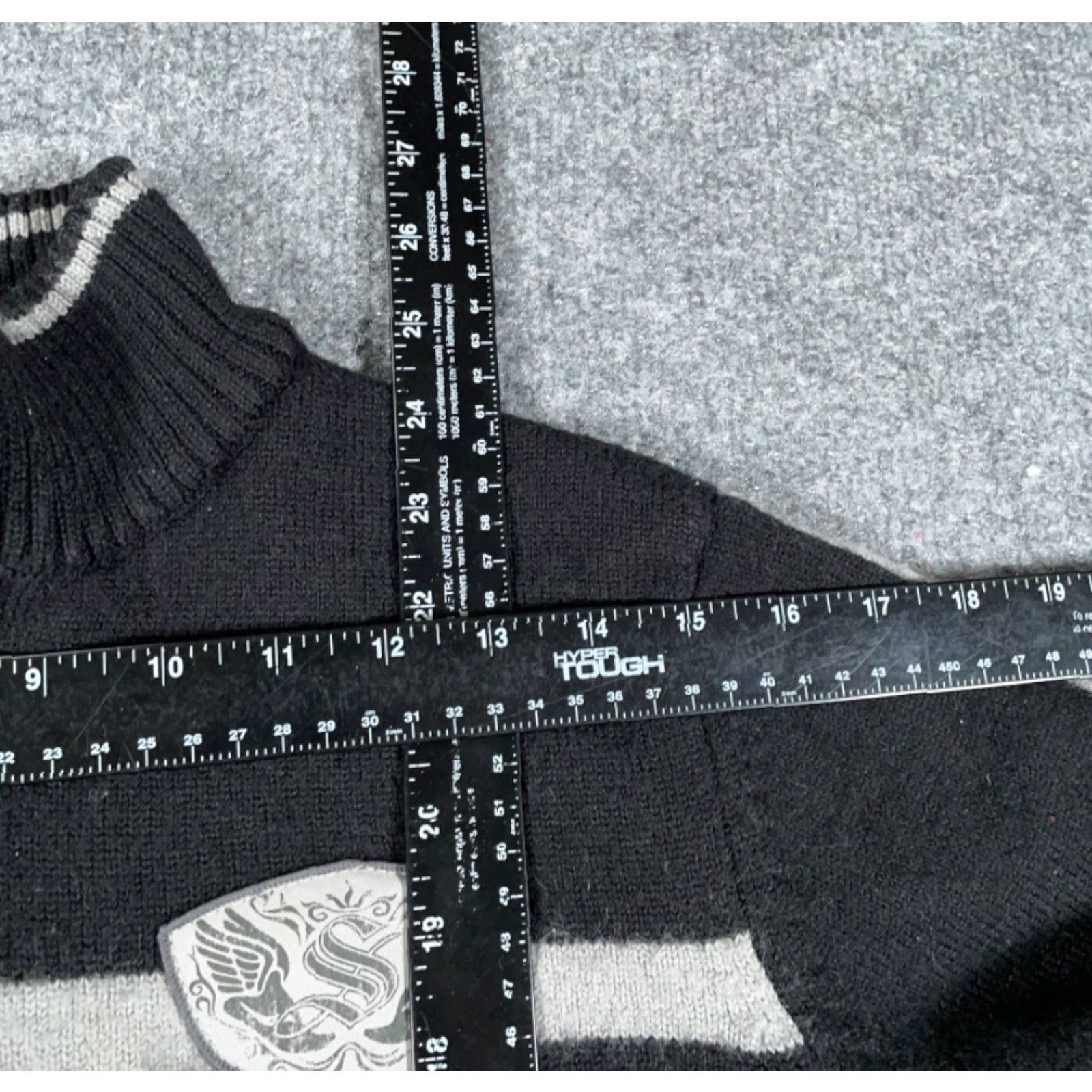 Saucony Saucony 1/4 Zip Sweater Women's Large Black Gray Wool Acrylic Casual Retro Size L / US 10 / IT 46 - 6 Thumbnail