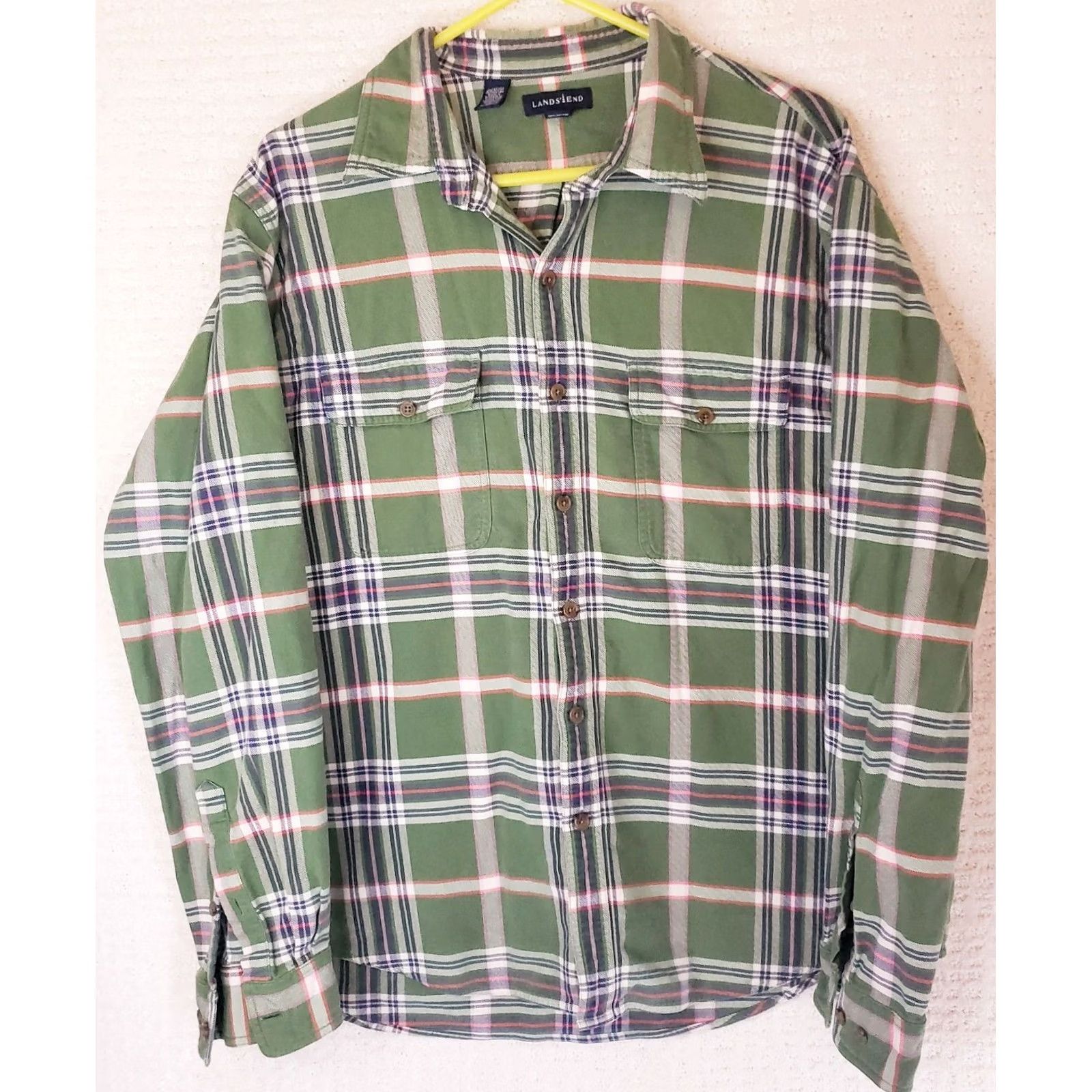Lands' End VINTAGE Lands' End Flannel Shirt Men's XL Green Plaid Check Outdoors 17-17.5 Question? Size US XL / EU 56 / 4 - 2 Thumbnail