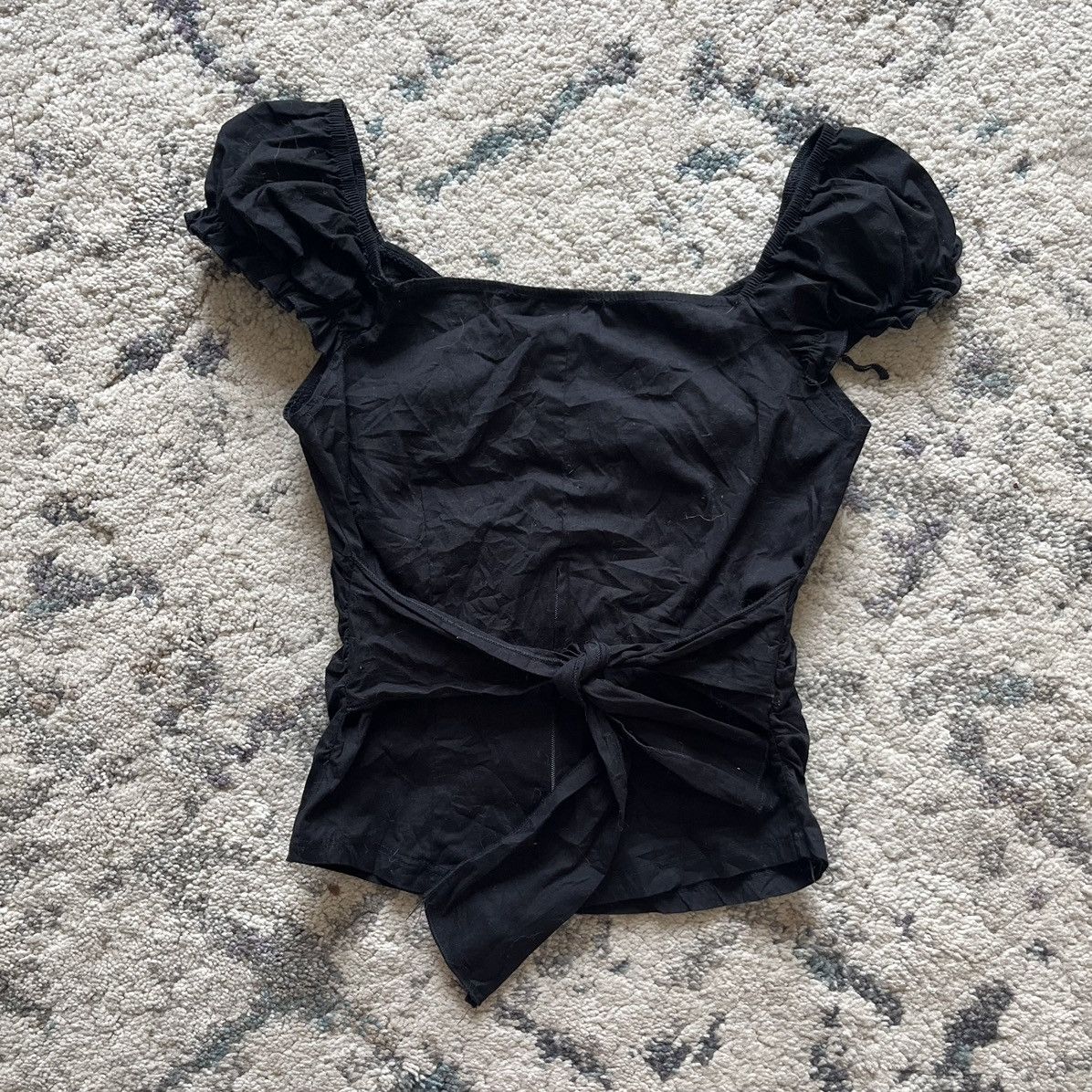 Vintage Vintage Black Puff Sleeve Top Size S / US 4 / IT 40 - 3 Thumbnail