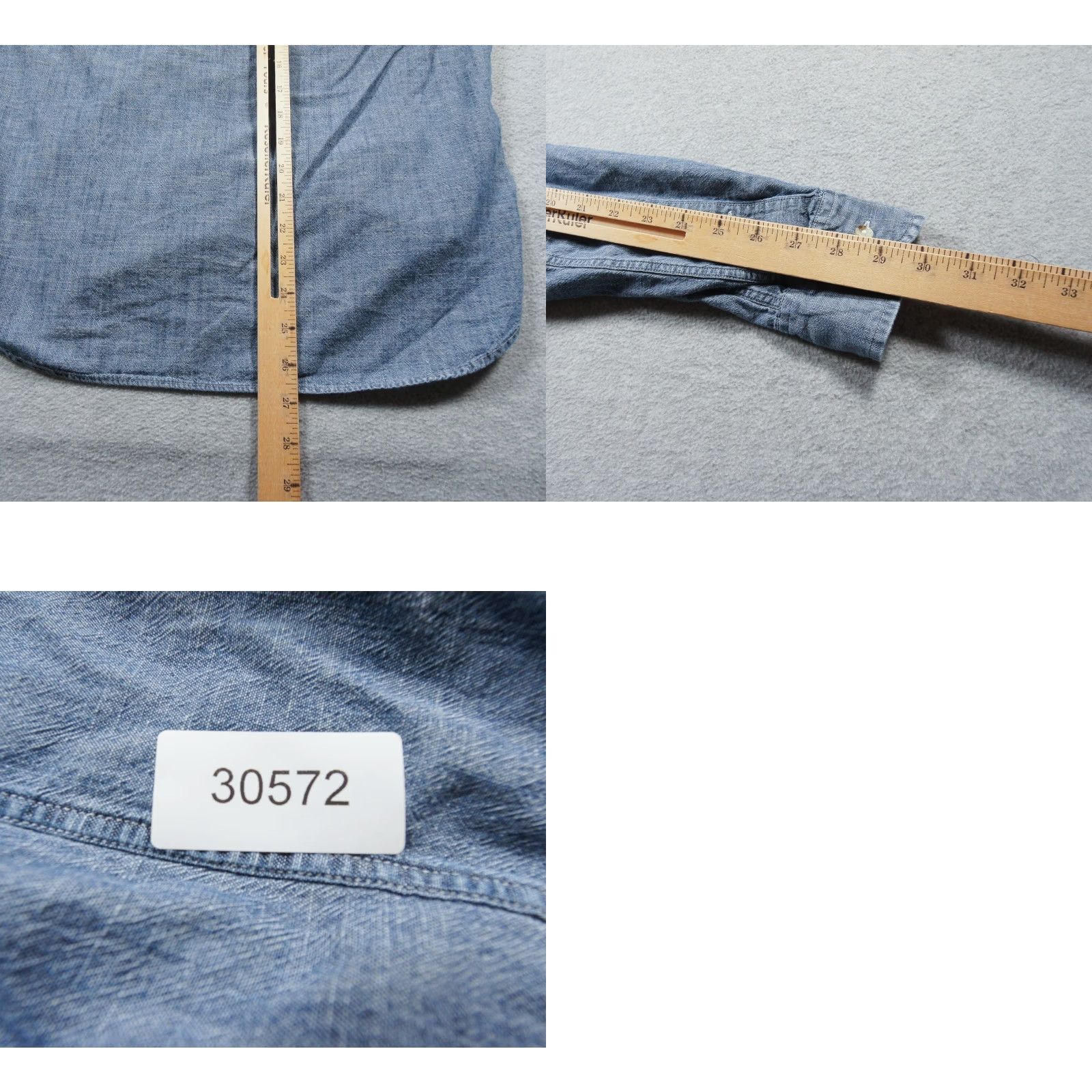 J.Crew JCrew Shirt Mens Small Blue Button-Down Chambray Mandarin Collar Long Sleeve Size US M / EU 48-50 / 2 - 8 Thumbnail