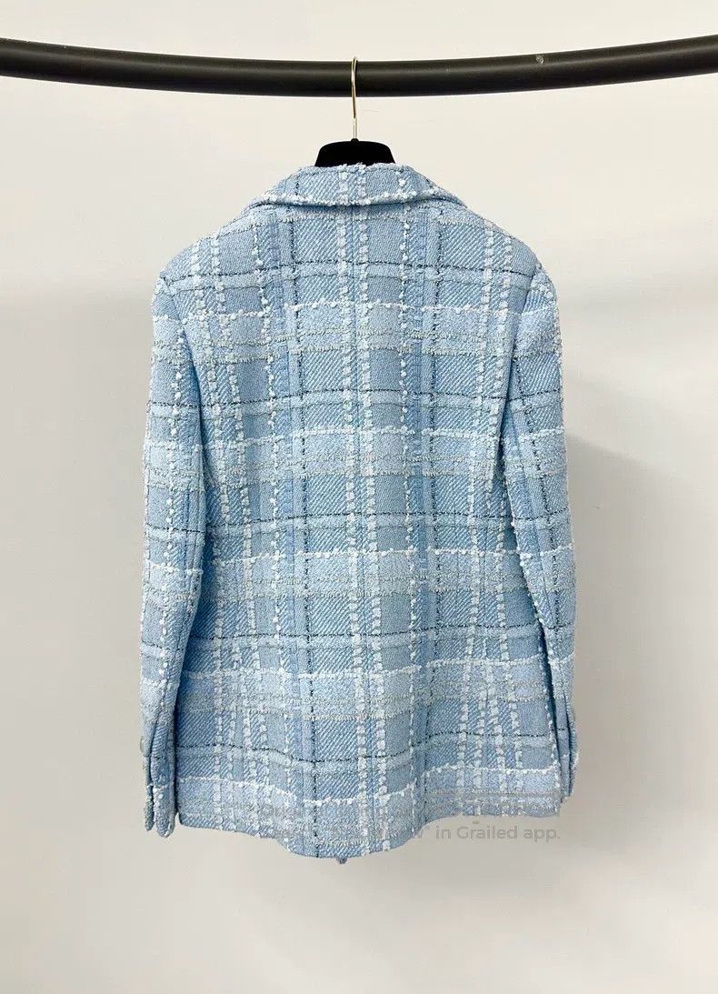Chanel Chanel Blue plaid tweed coat Size XS / US 0-2 / IT 36-38 - 2 Thumbnail