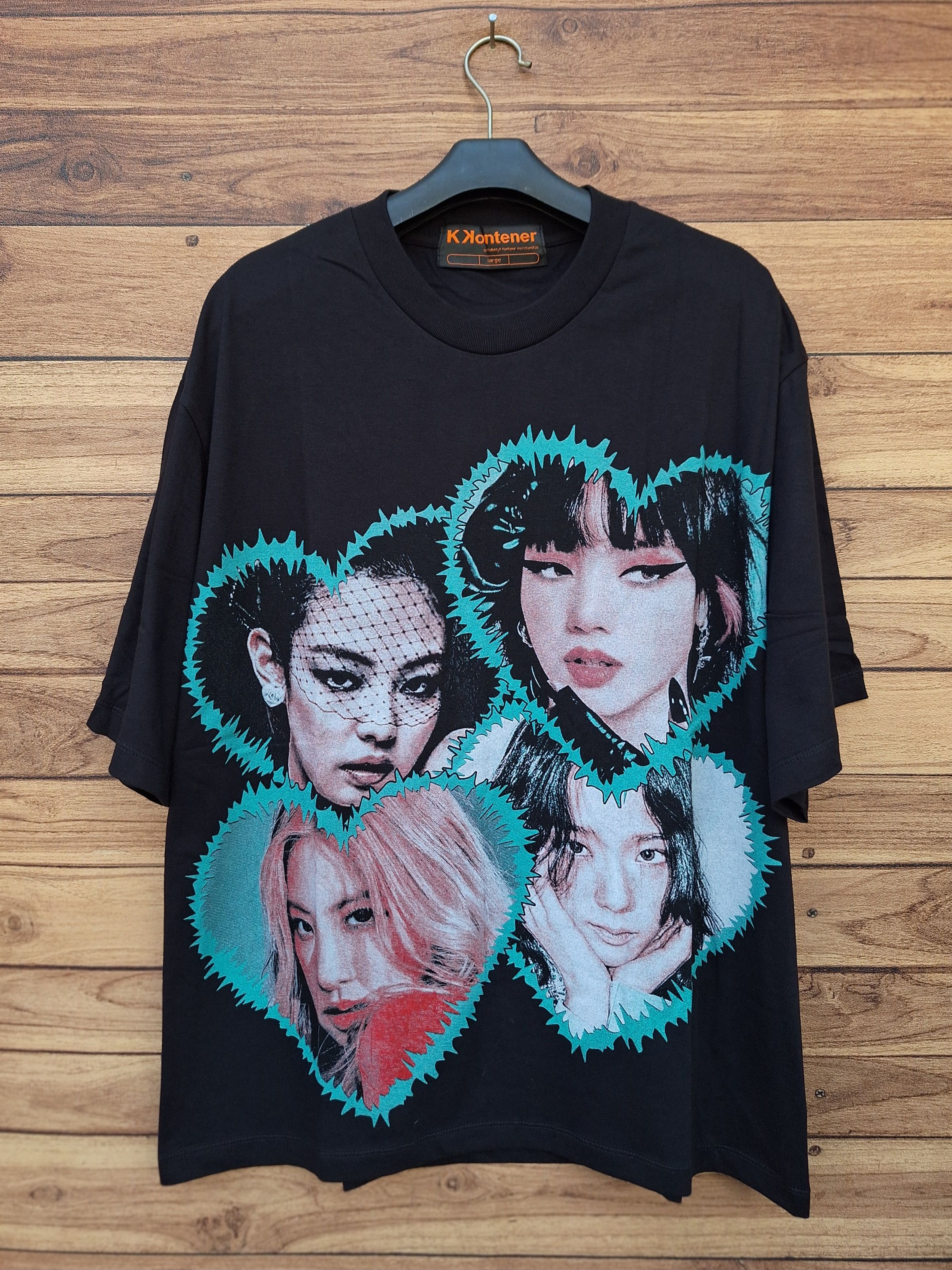 image of Band Tees x Vintage Black Pink La Lisa Jennie Rap Tees Newjeans Boot, Men's (Size Large)