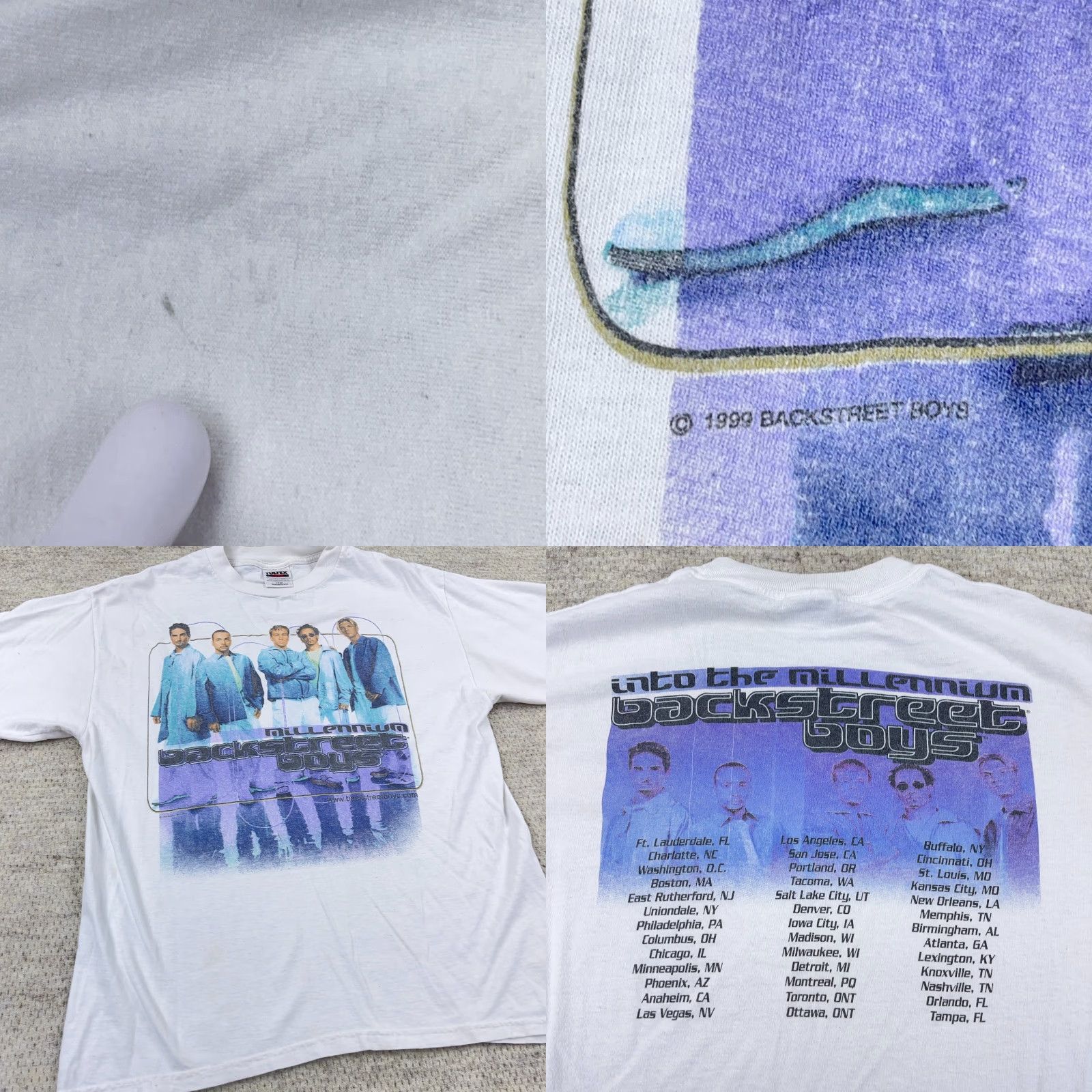 Tultex VINTAGE Backstreet Boys Shirt Men Large White Tultex Logo Graphic Print Band Tee Millennium Y2K Size US L / EU 52-54 / 3 - 8 Thumbnail