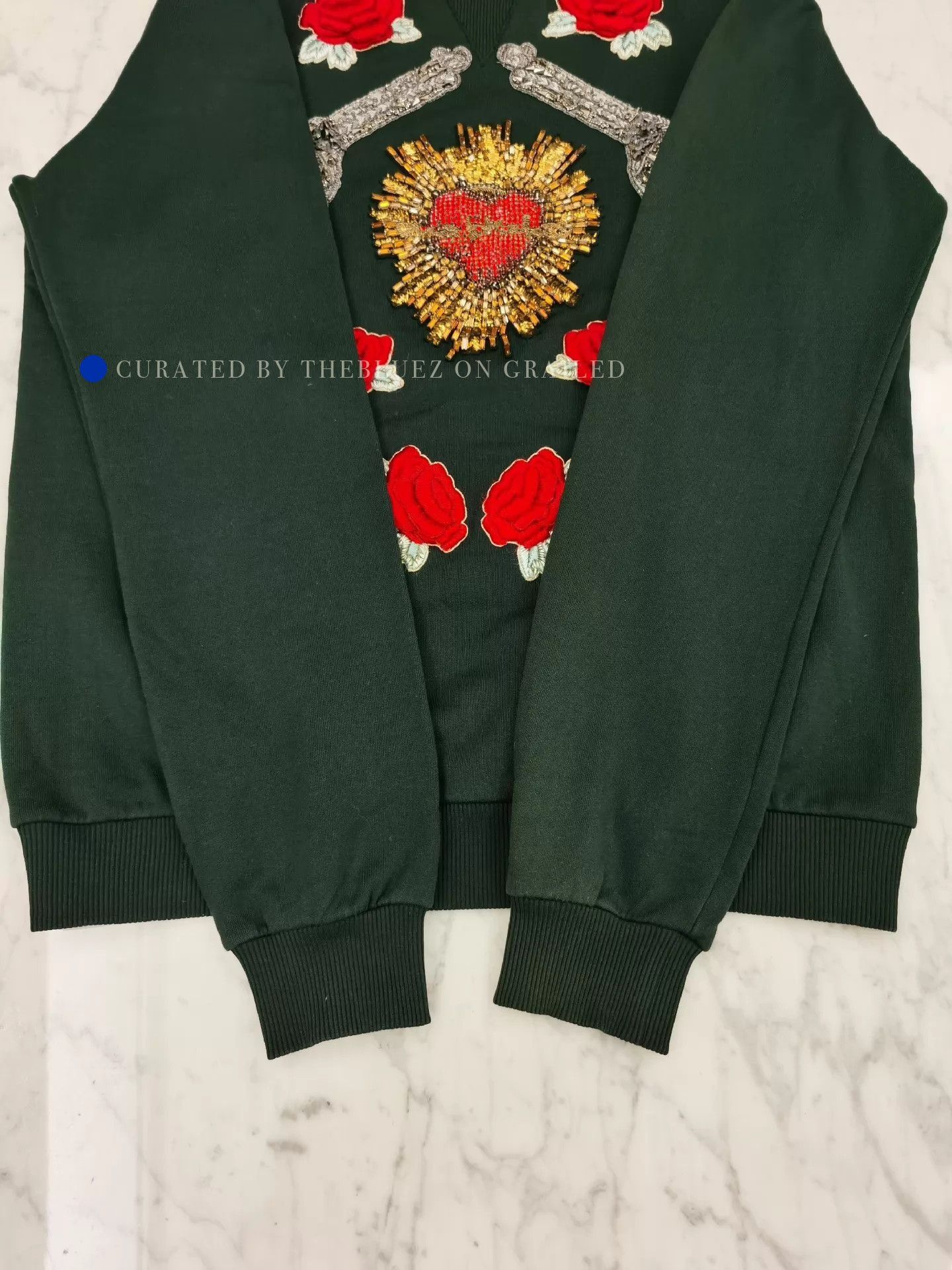 Dolce & Gabbana 3D Embroidered Crystal Rose Hoodie Size US M / EU 48-50 / 2 - 1 Thumbnail