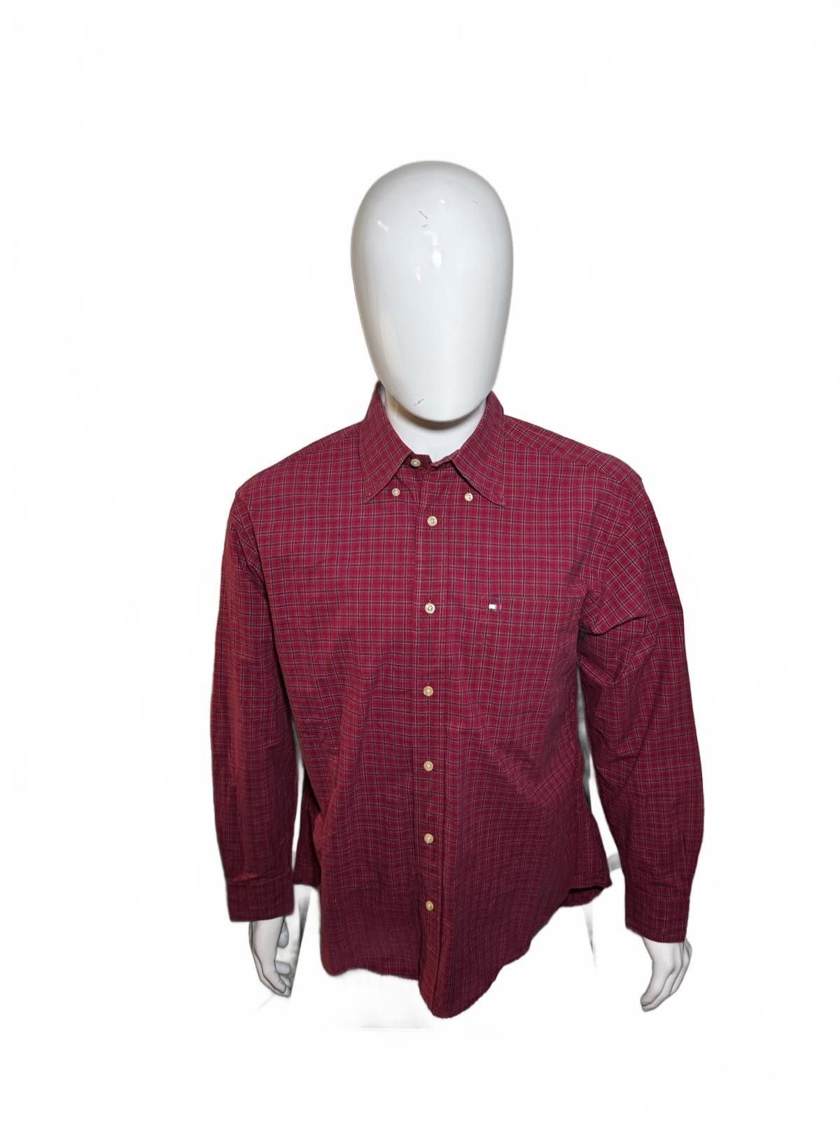 Tommy Hilfiger Tommy Hilfiger Men's Checkered Shirt - Burgundy Size US M / EU 48-50 / 2 - 1 Thumbnail