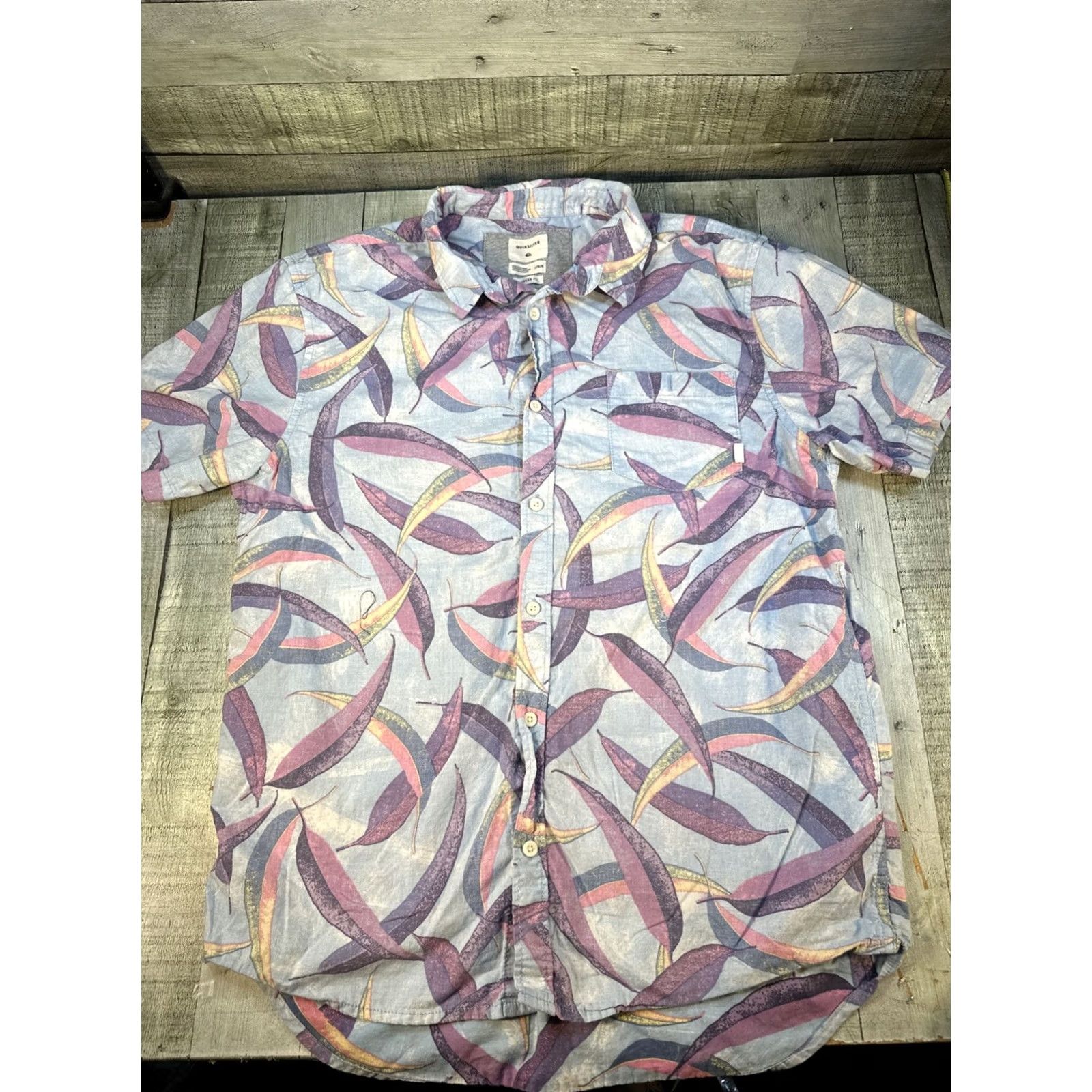 Quiksilver Quiksilver Shirt Short Sleeve Multicolor Leaf Print Button-Up Men L Tropical Spring Summer Size US L / EU 52-54 / 3 - 2 Thumbnail