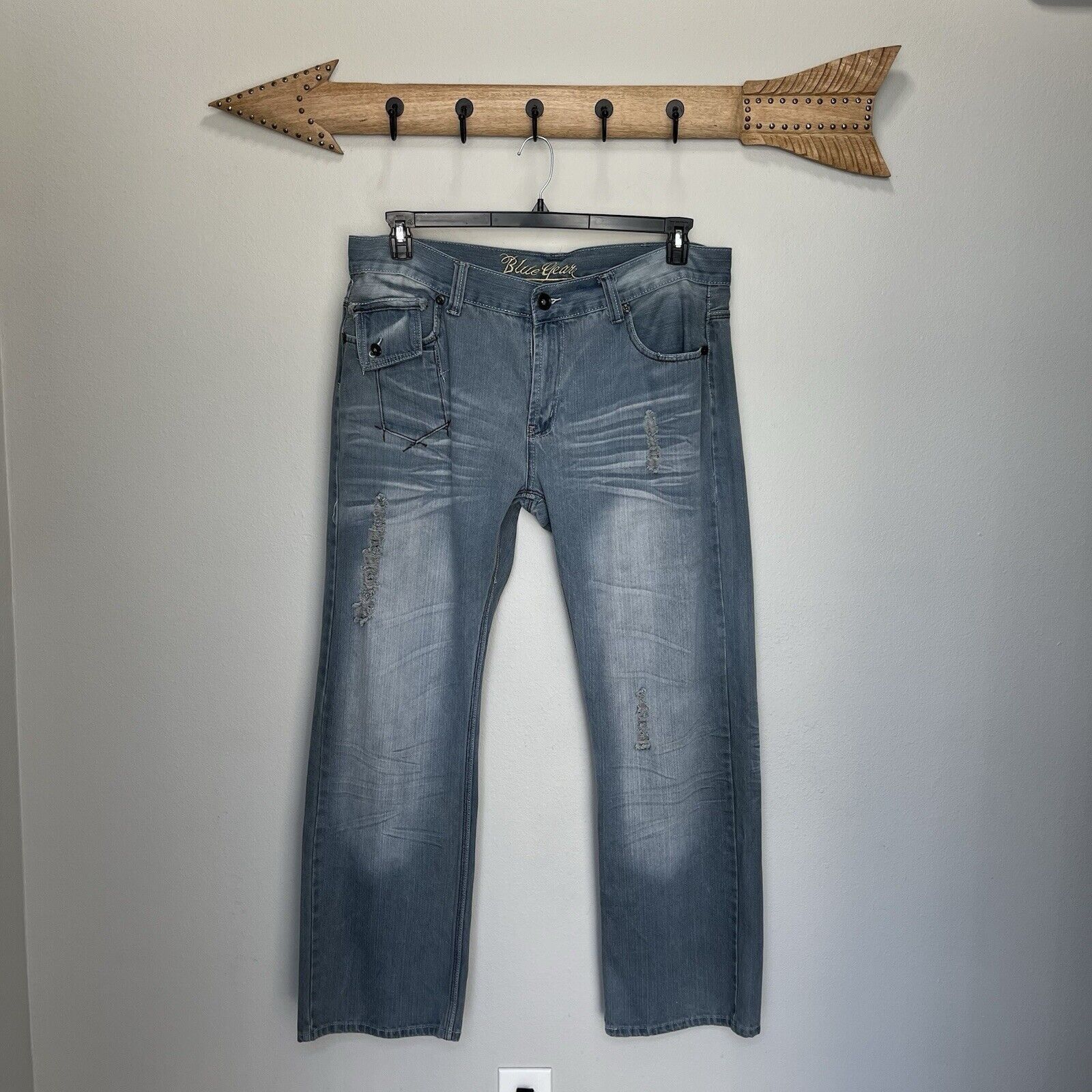 Blue Gear Blue Gear | Distressed Relaxed Baggy Jeans Vintage Y2K 38 Size US 38 / EU 54 - 1 Thumbnail