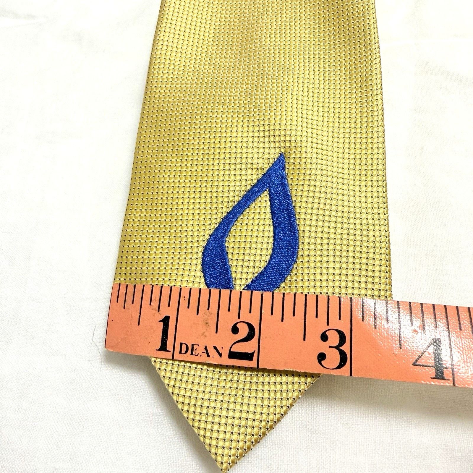 Piattelli Bruno Piattelli Roma Gold Silk Tie w/ Blue Flame Logo(2000s) Size ONE SIZE - 4 Thumbnail