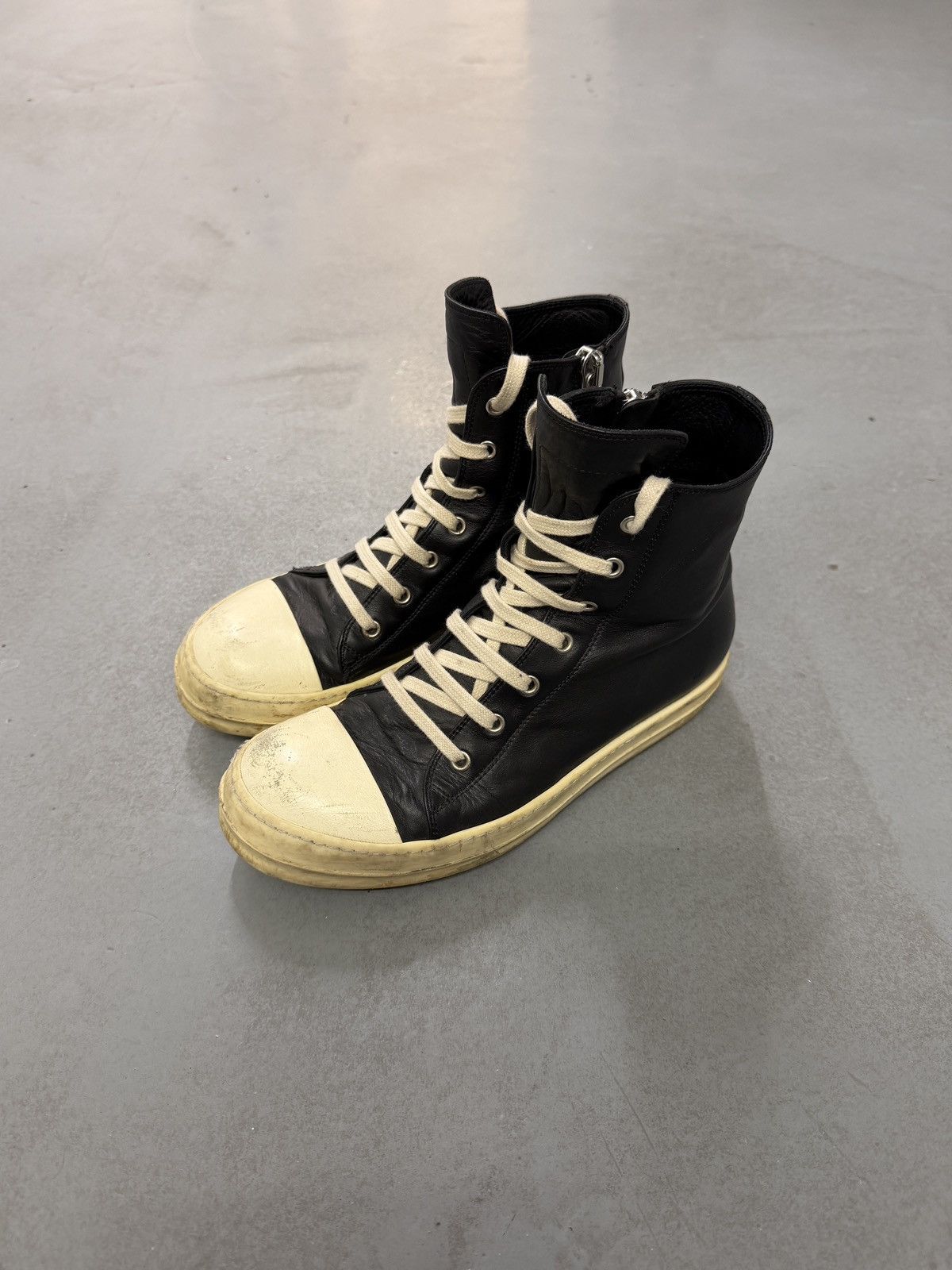 Rick Owens Rick Owens Mainline Leather Ramones High Top Sneakers Size US 7 / EU 40 - 1 Thumbnail