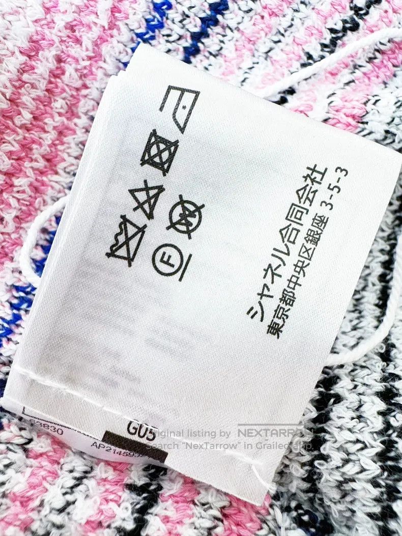 Chanel Chanel 24S pink, white and blue striped V-neck tie cardiga Size L / US 10 / IT 46 - 7 Thumbnail