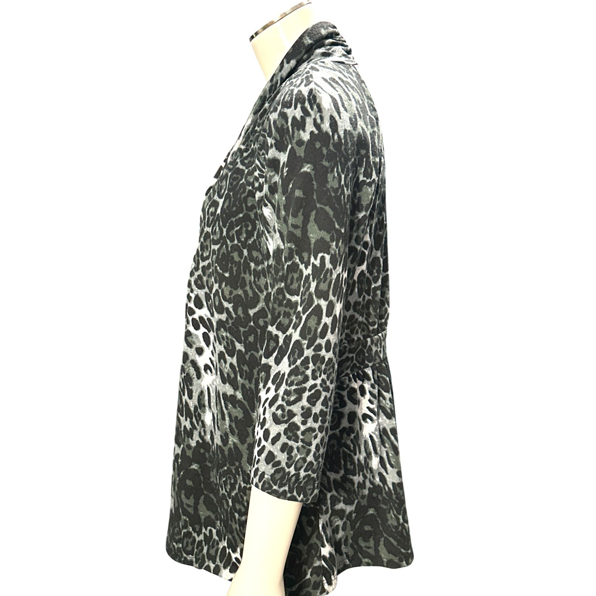 Other AB Studio Leopard Print Cardigan Black Gray Medium Lightweig Size M / US 6-8 / IT 42-44 - 3 Thumbnail