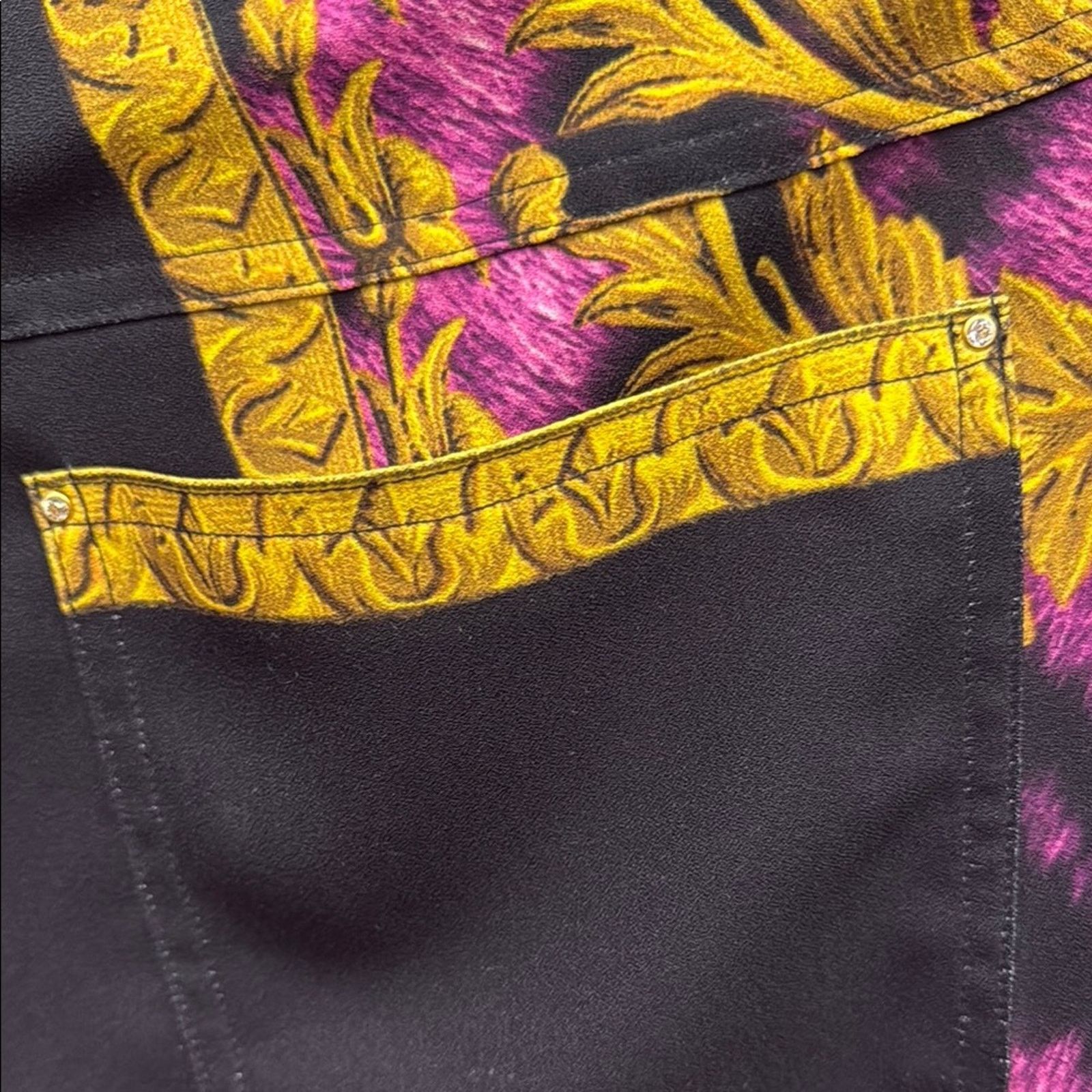 Other NWT EAN 13 Black Pants with Gold and Pink Baroque Design M Size 28" / US 6 / IT 42 - 12 Thumbnail