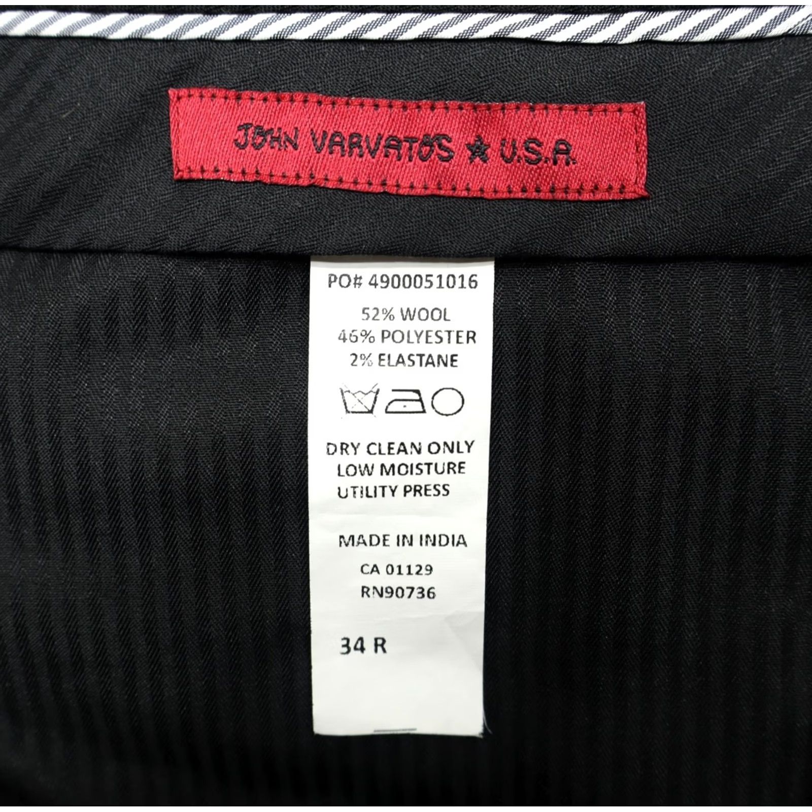 John Varvatos John Varvatos Men's Gray Wool Blend Dress Pants Sz 34 Slim, Regular Fit, Flat Front, 30" Inseam, Dry Clean, Solid, 34x30, Dress Pants, Gray, Men Size US 34 / EU 50 - 4 Thumbnail