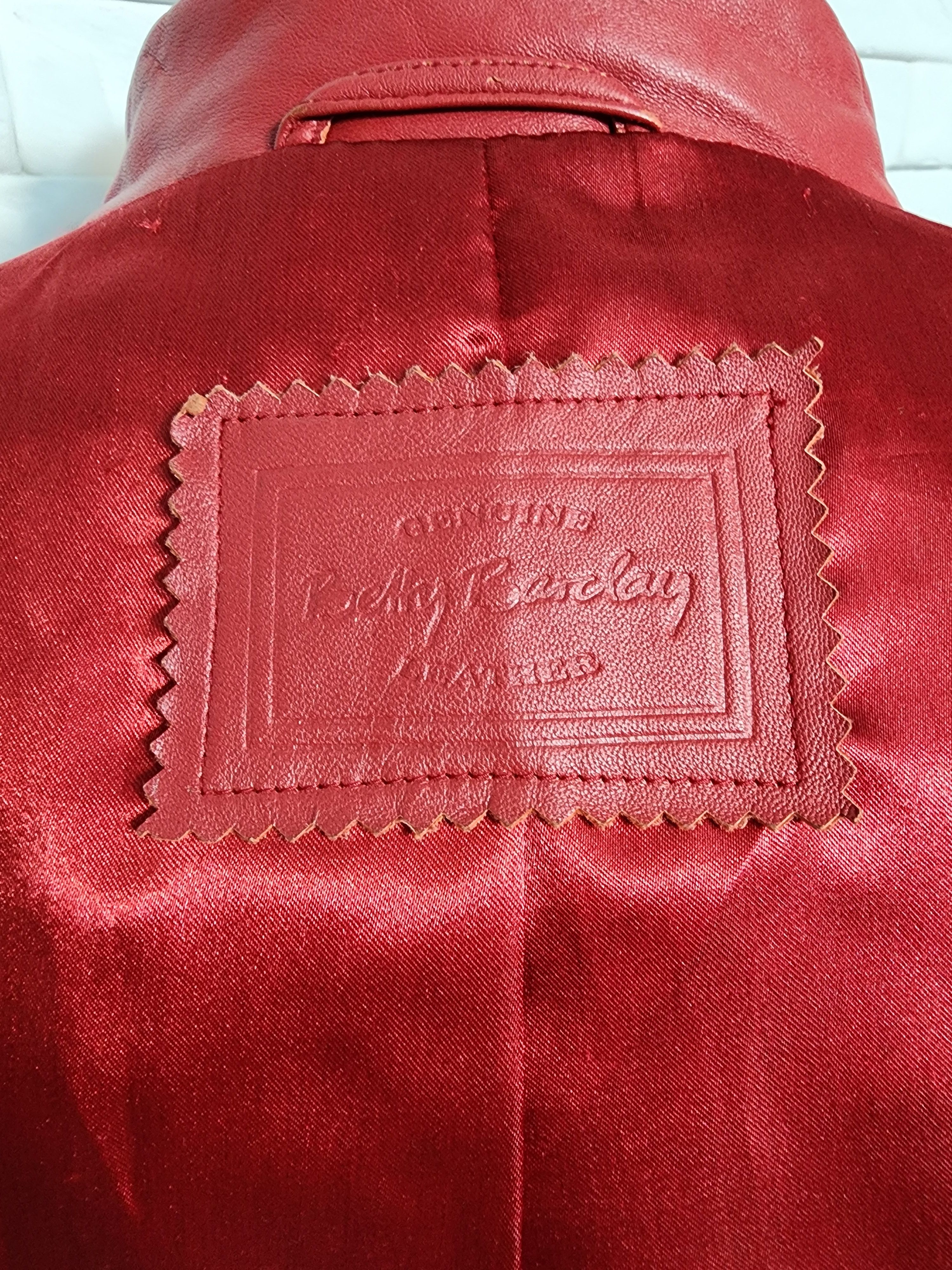 Other Red Leather Women's Jacket, Zippered Denim Style. Size M / US 6-8 / IT 42-44 - 10 Thumbnail