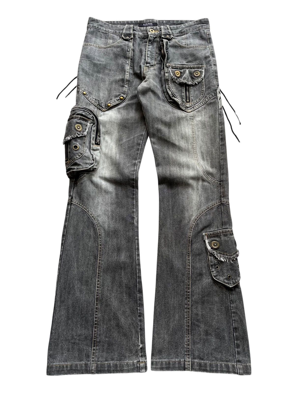 If Six Was Nine × Japanese Brand × Le Grande Bleu (L.G.B.) In the attic pocket zip distressed flared denim pants Size US 32 / EU 48 - 1 Thumbnail
