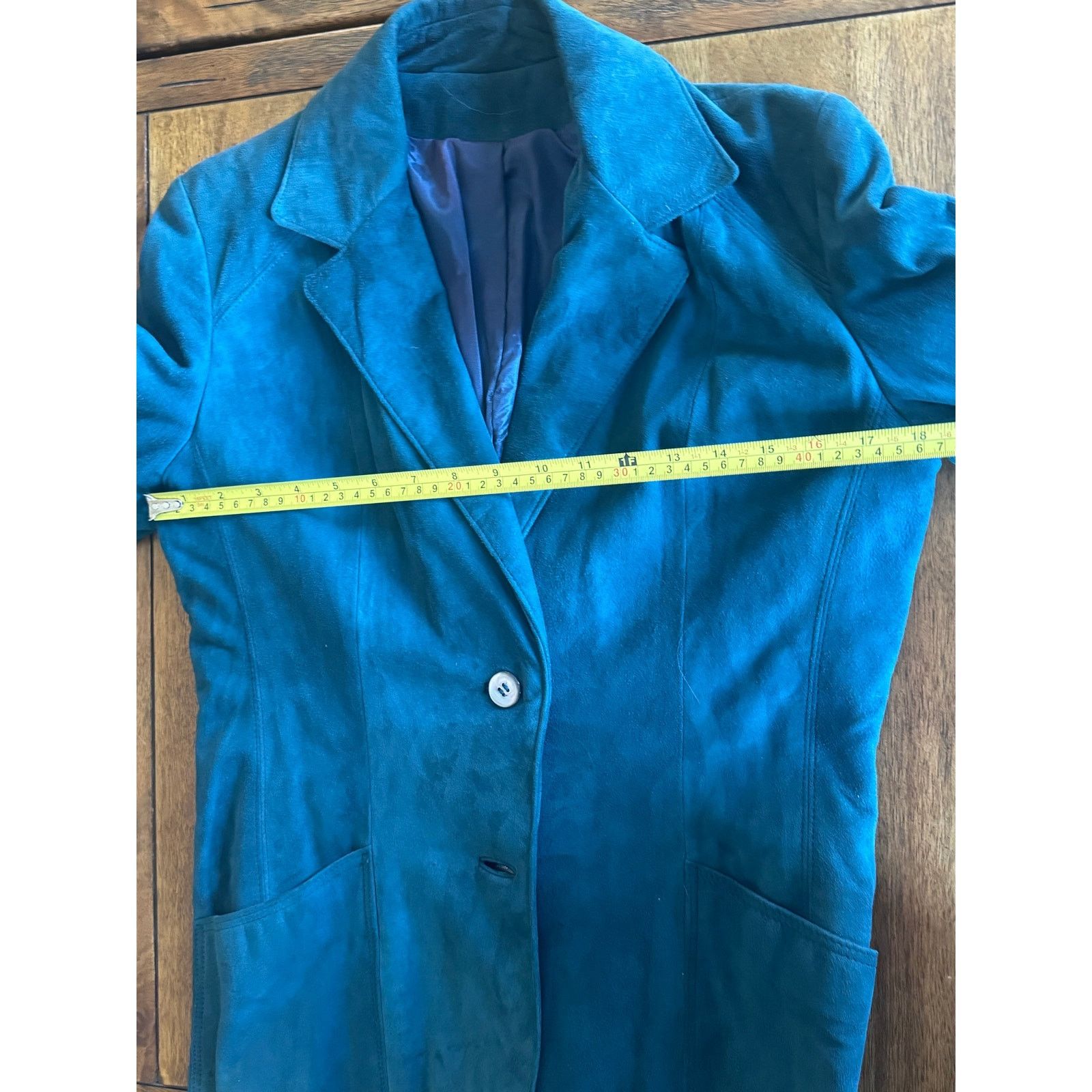 Other Vintage Leathercraft NYC Teal Suede Leather Blazer Size XL / US 12-14 / IT 48-50 - 9 Thumbnail