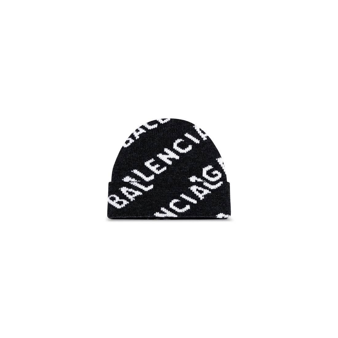 Balenciaga o1mt1gz0125 Size: OS / Allover Logo Beanie Hat / Cap Black Size ONE SIZE - 1 Preview
