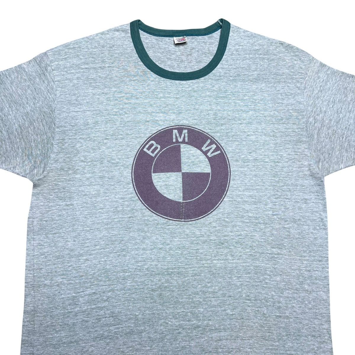 BMW Vintage 1970s BMW Motors Logo Green Ringer Graphic T-Shirt Size US XL / EU 56 / 4 - 4 Thumbnail