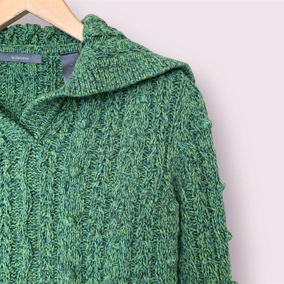 Vintage Green Cable Knit Sweater Size M / US 6-8 / IT 42-44 - 2 Thumbnail