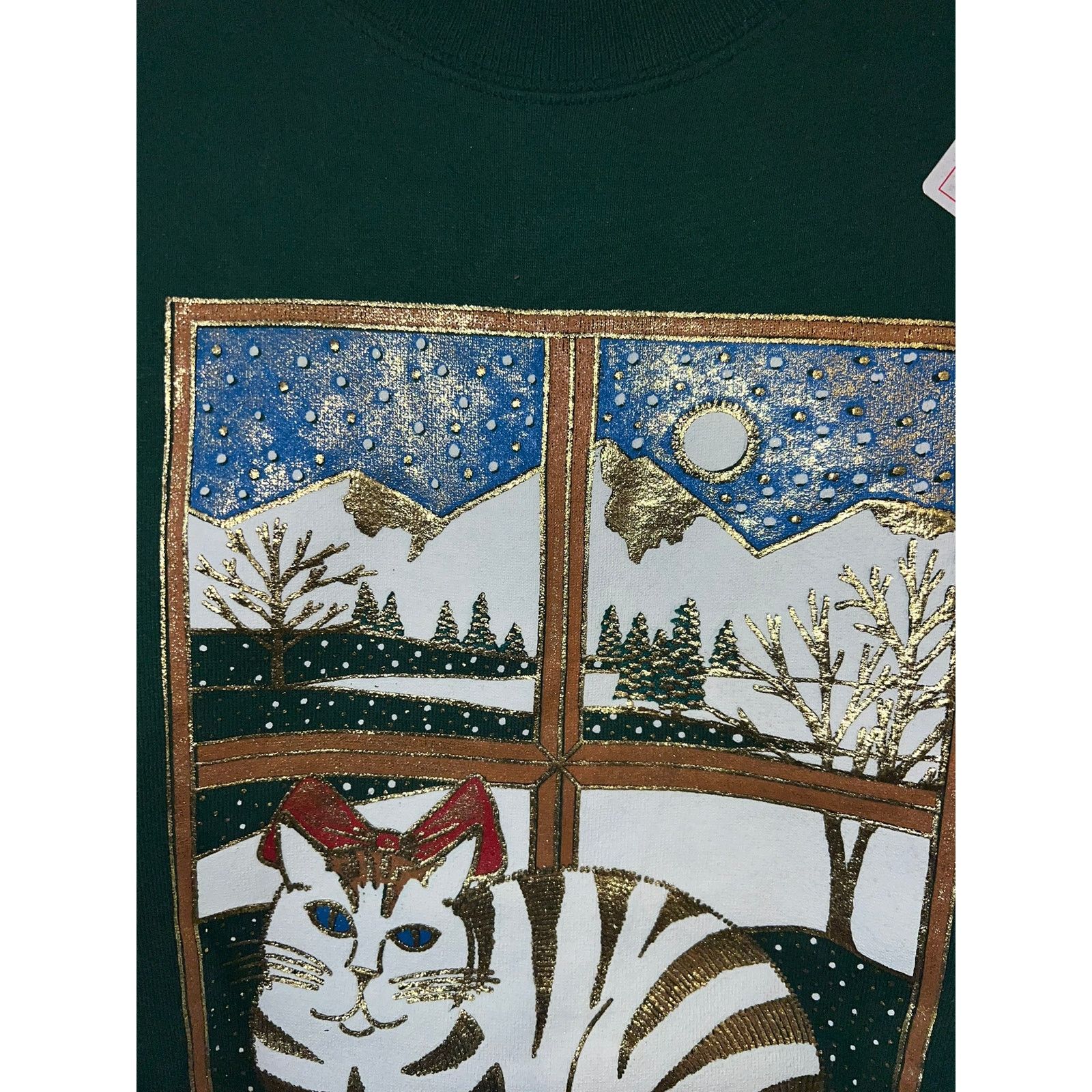 Hanes 90s Steamboat Colorado Green Cat Winter Snow Sweatshirt M Size US M / EU 48-50 / 2 - 4 Thumbnail
