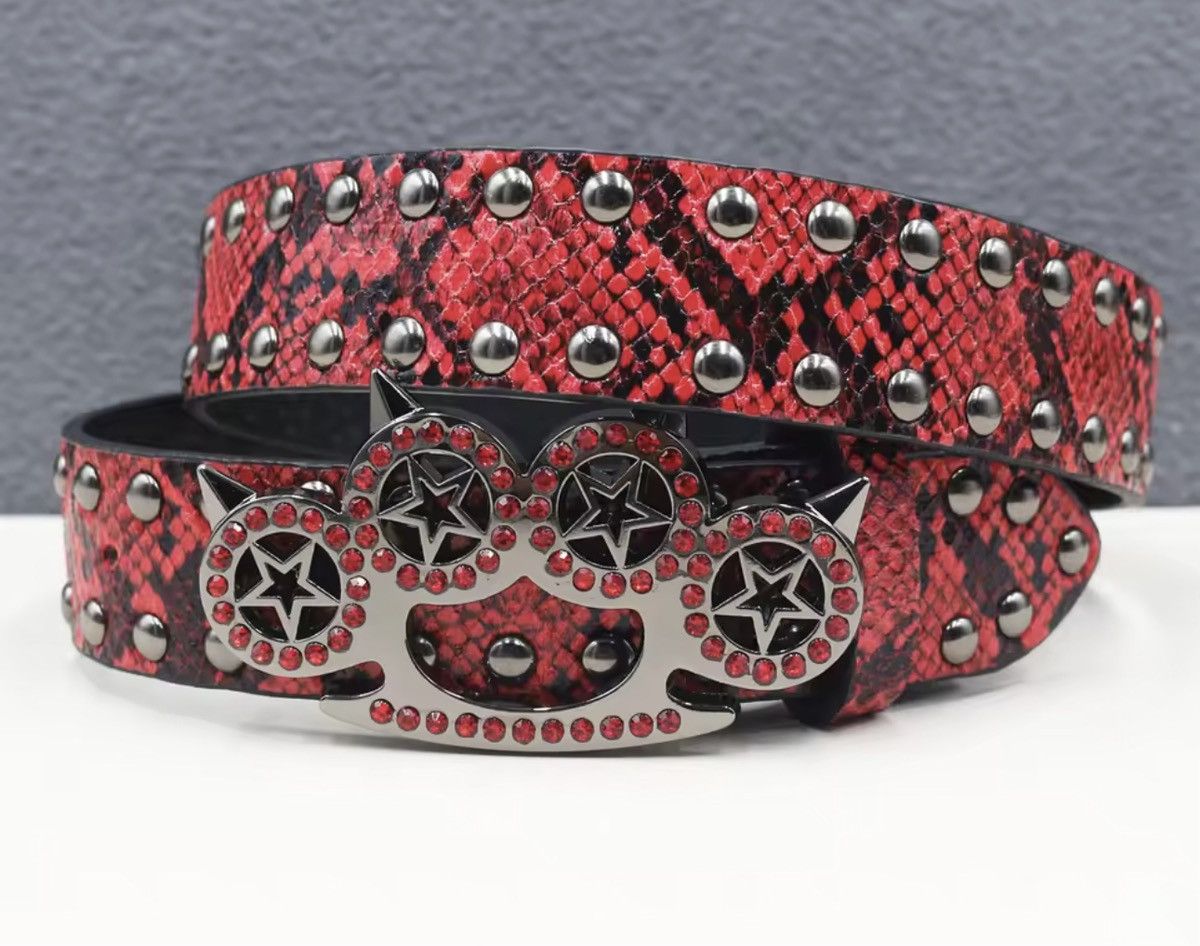 Japanese Brand 115 cm RARE Y2K Hot Snakeskin Studded PU Leather Belt Size ONE SIZE - 1 Thumbnail