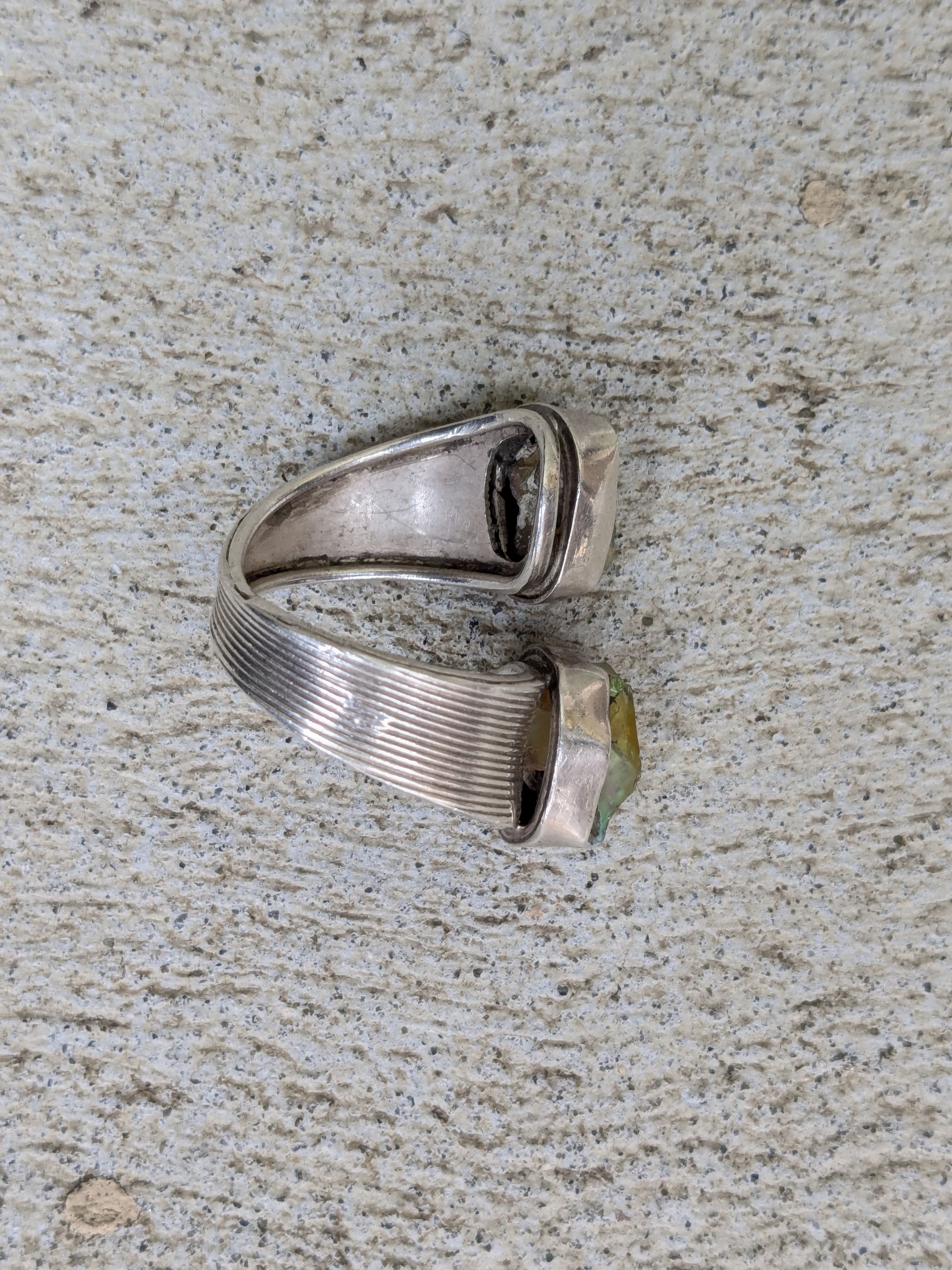 Other Vintage Sterling Silver Ring Opal 8 Bypass Adjustable Size ONE SIZE - 7 Thumbnail