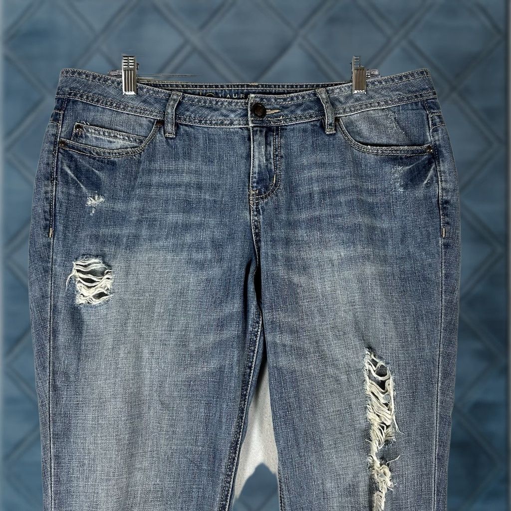Vintage LC Lauren Conrad Jeans Womens 14 Plus Straight Leg Denim Blue Medium Wash 5-Pocket Zipper Button Casual Jeans Womens Size 30" / US 8 / IT 44 - 1 Thumbnail