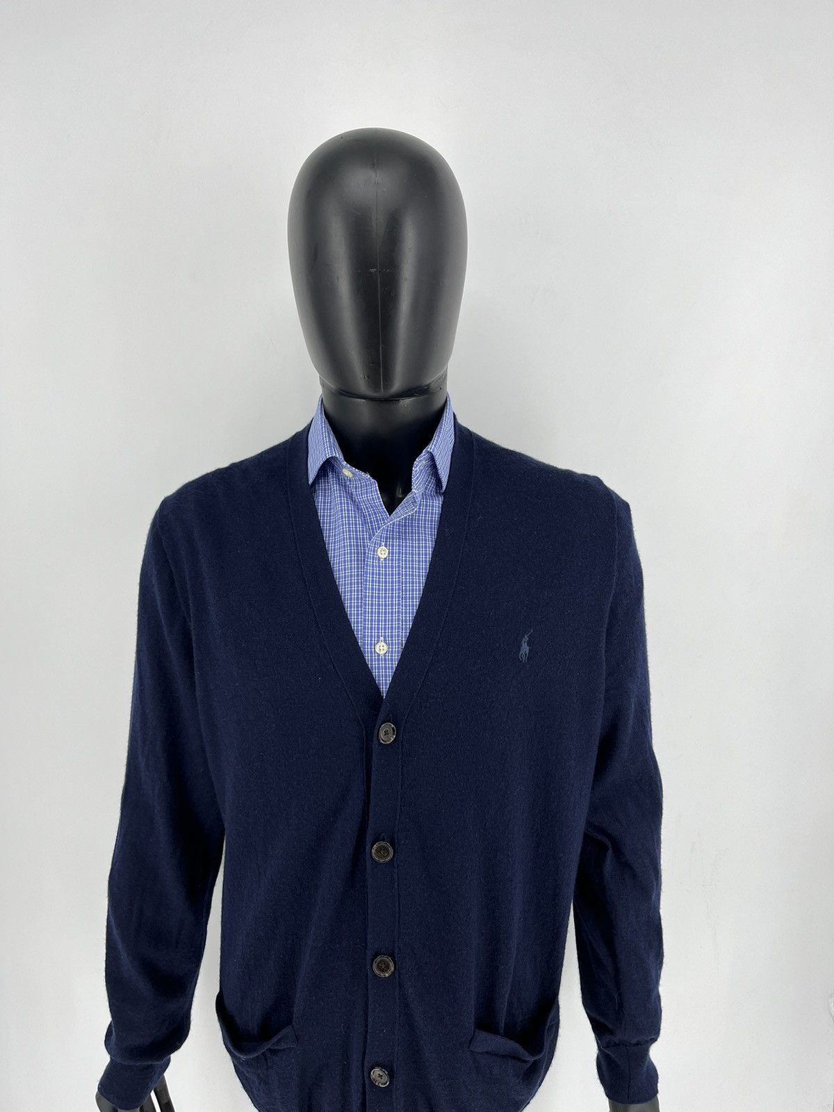 Polo Ralph Lauren × Ralph Lauren × Vintage Polo Ralph Lauren Cardigan With Embroidered Small Horse Navy Size US XXL / EU 58 / 5 - 5 Thumbnail