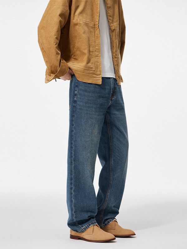 Japanese Brand Men's Japanese Retro Wide-Leg Washed Casual Straight Jeans Size US 32 / EU 48 - 2 Thumbnail