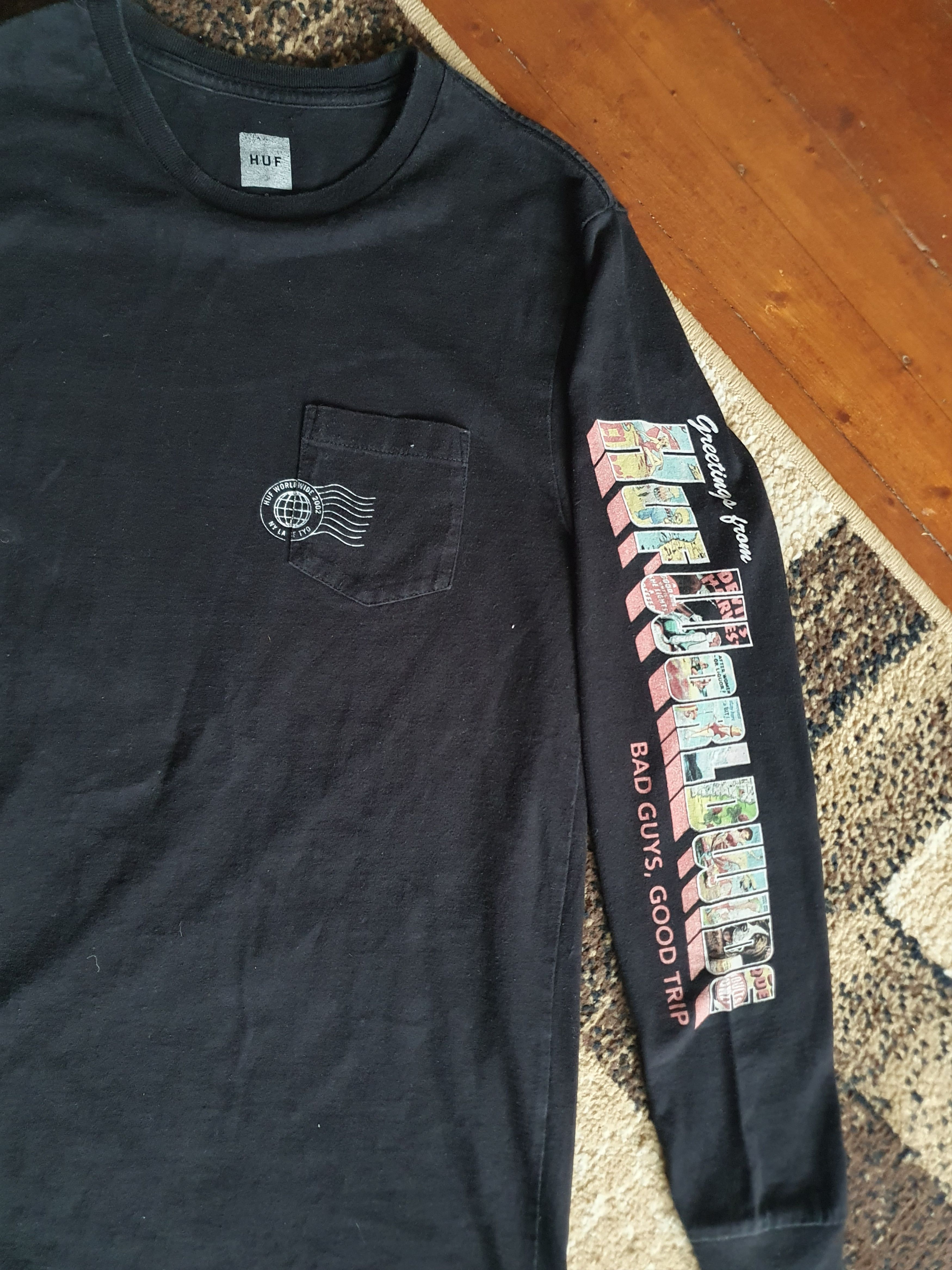 Huf Huf Worldwide Bad Guys,Good Trip Long Sleeve Pocket tee sz S Size US S / EU 44-46 / 1 - 8 Thumbnail