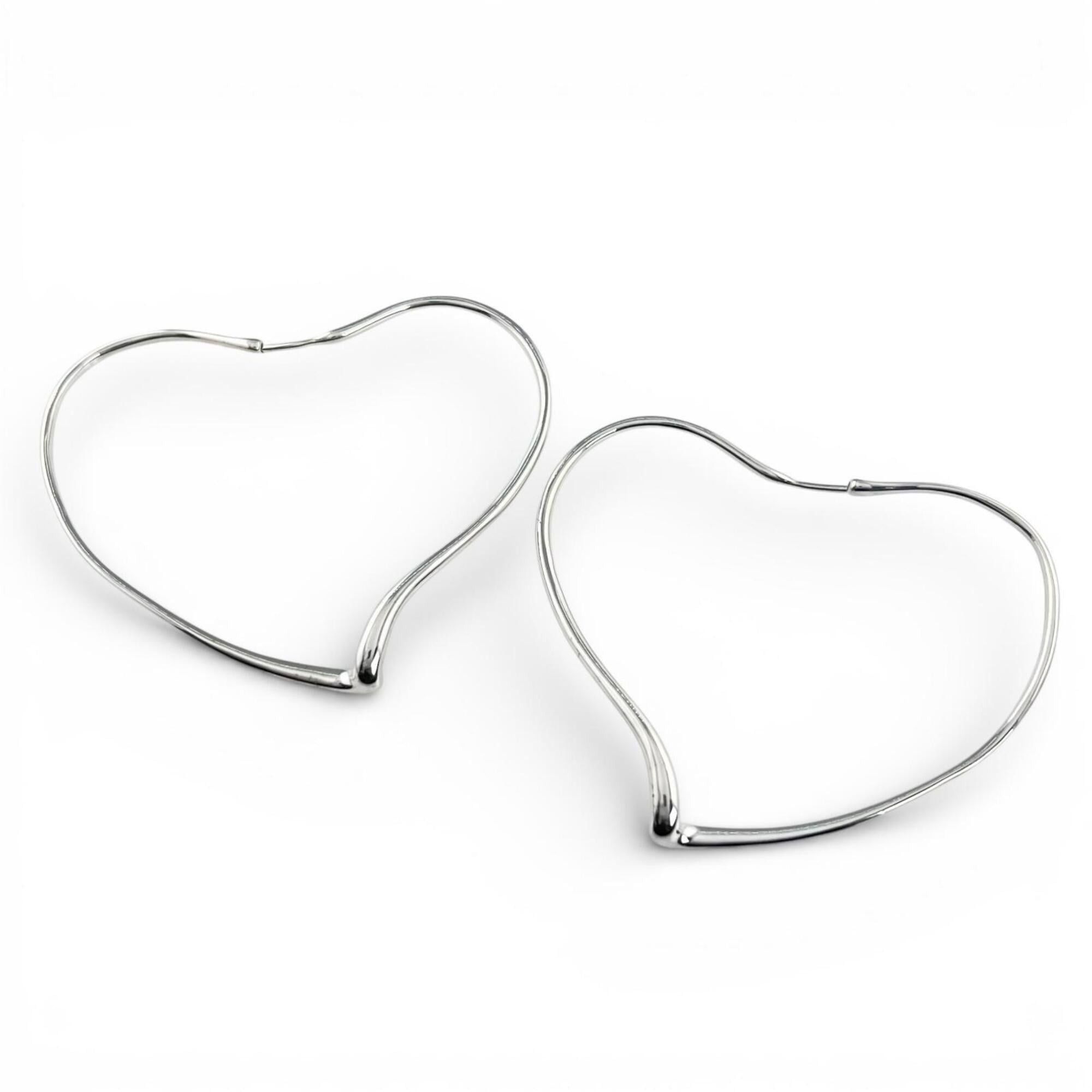Tiffany & Co. TIFFANY&Co. Tiffany & Co. AG925 Elsa Peretti Open Heart Hoop Earrings, Large, Pair, Silver, Women's Size ONE SIZE - 1 Thumbnail
