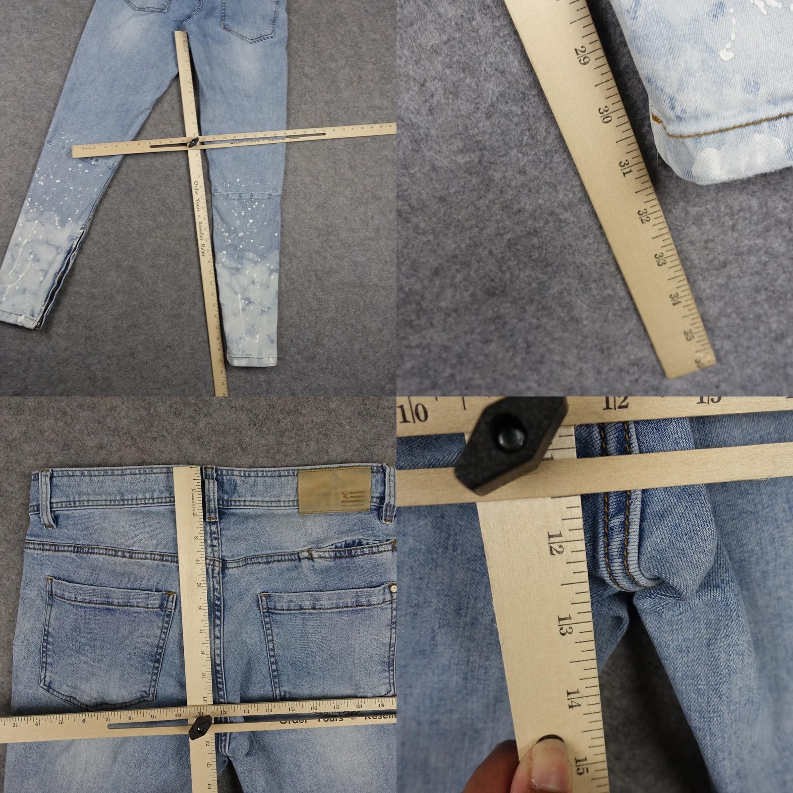 Denime Hyper Denim Jeans Mens 32 Skinny Stretch Ankle Zip Paint Splatter Light Blue Denim Size US 32 / EU 48 - 9 Thumbnail