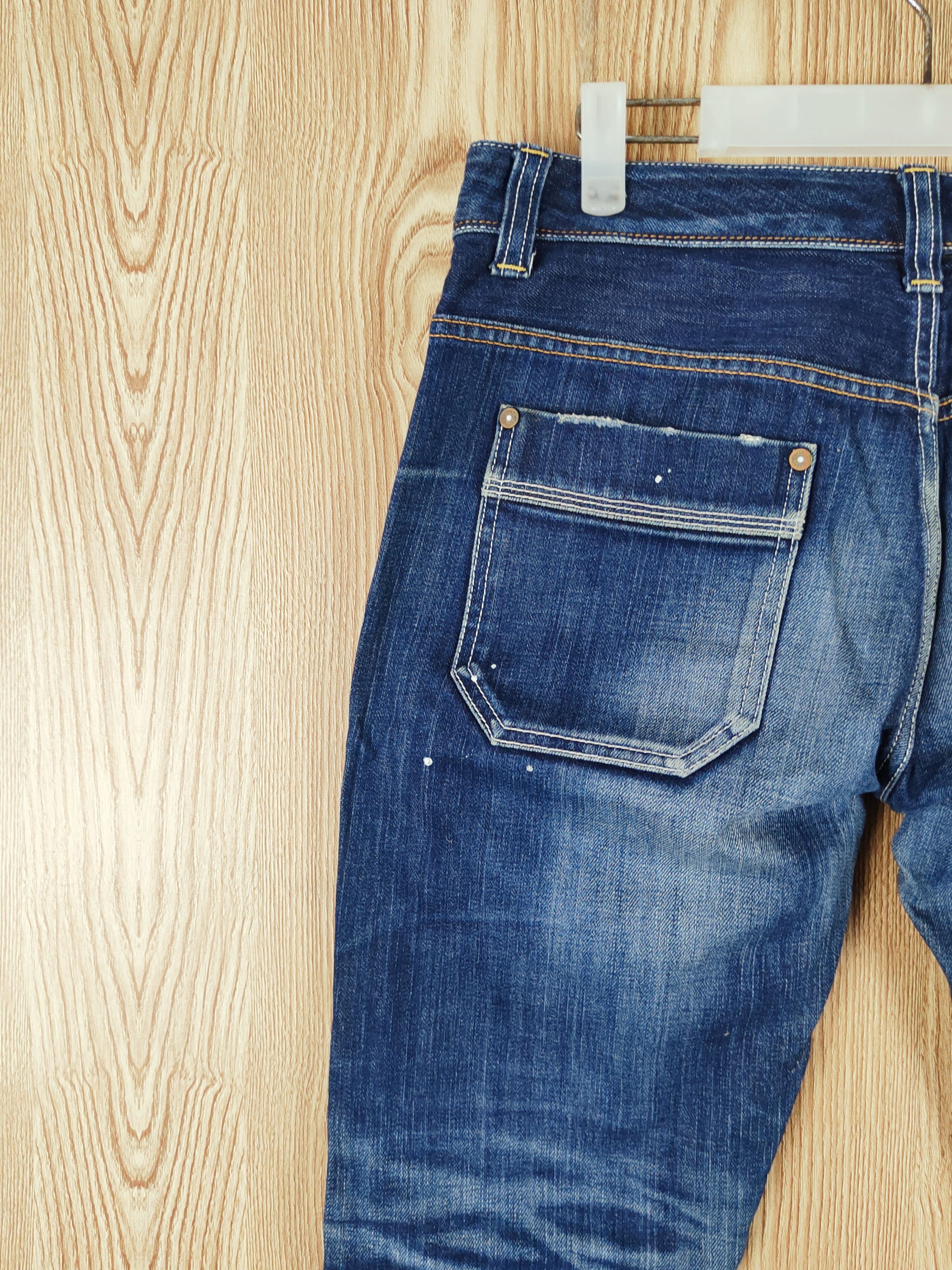 Japanese Brand Lip Star Dark Blue Distressed Ripped Jeans #W222 Size 31" - 9 Thumbnail