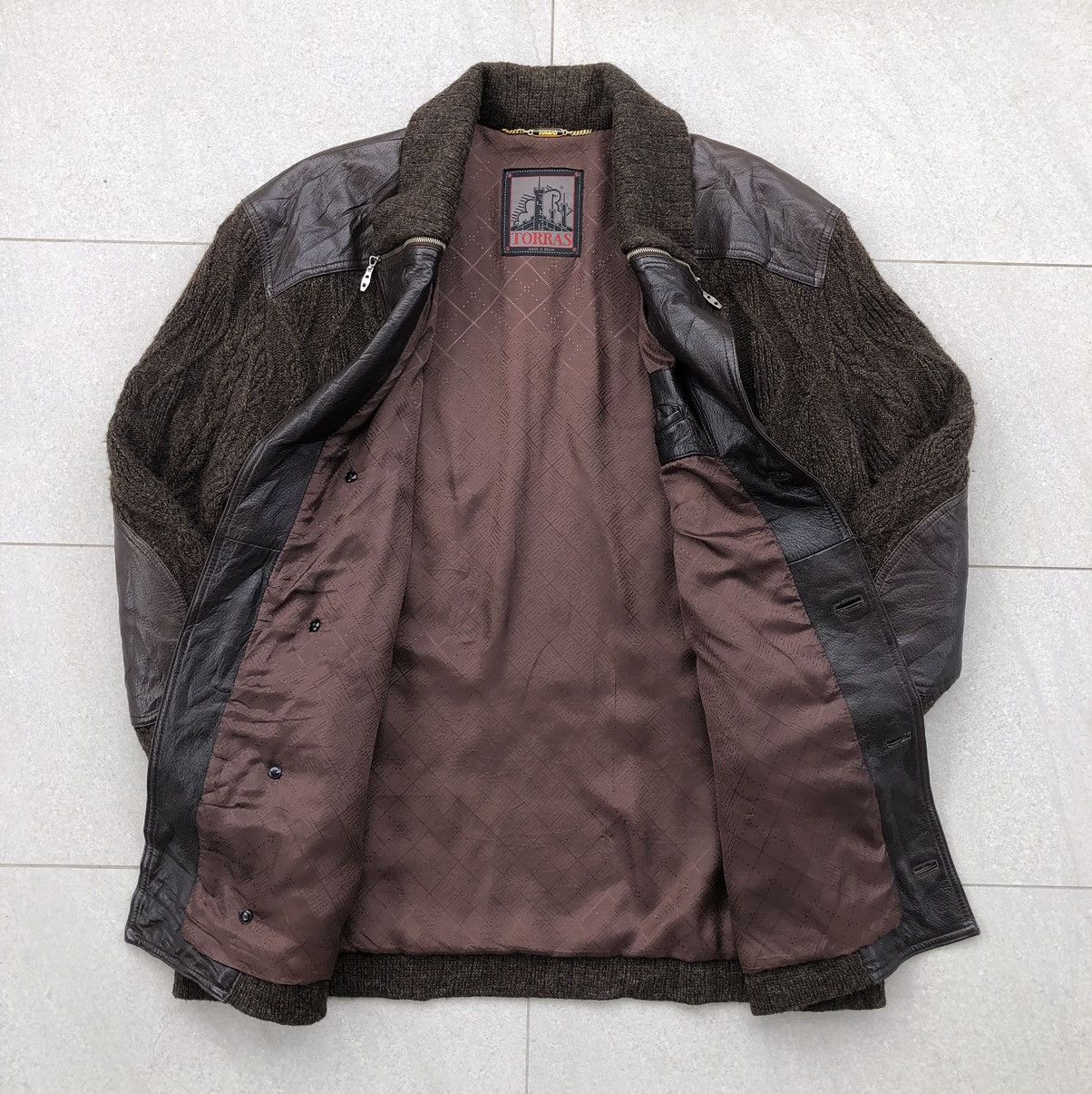 Torras Vintage TORRAS Knitted Mix Leather Paneling Parka Jacket Size US L / EU 52-54 / 3 - 16 Thumbnail