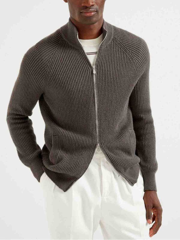 Brunello Cucinelli o1w1db10326 Cashmere Cardigan in Brown Size US S / EU 44-46 / 1 - 4 Thumbnail