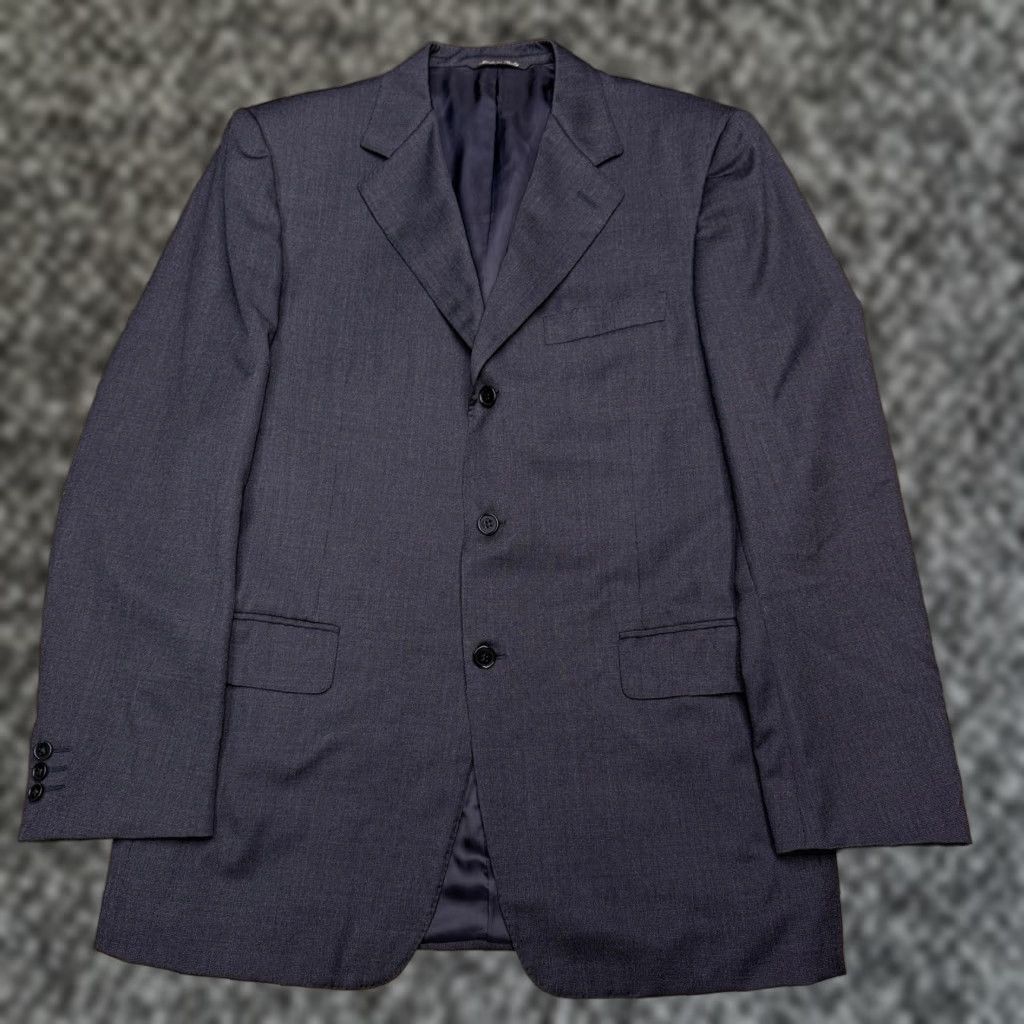 Canali Canali Suit Jacket 40R Gray Wool Blazer Italy Men Regular Double-Vented Notch Lapel Three-Button Solid Vintage No Size 40R - 1 Thumbnail