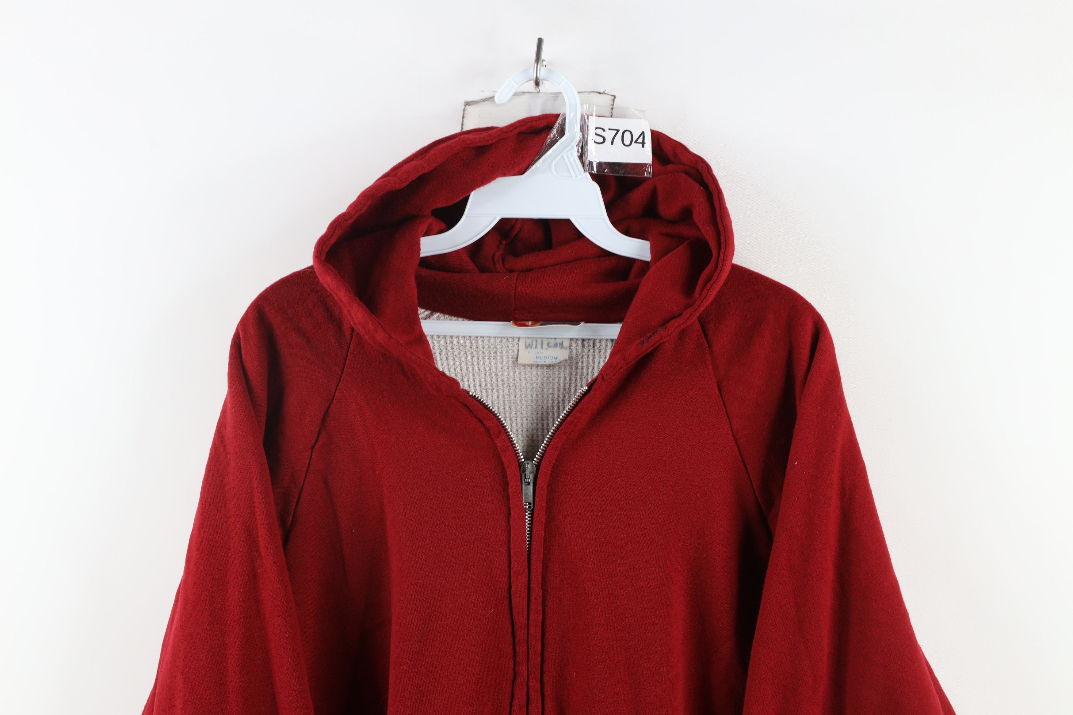 Vintage Vintage 70s Streetwear Thermal Waffle Knit Lined Hoodie USA Size ONE SIZE - 2 Thumbnail