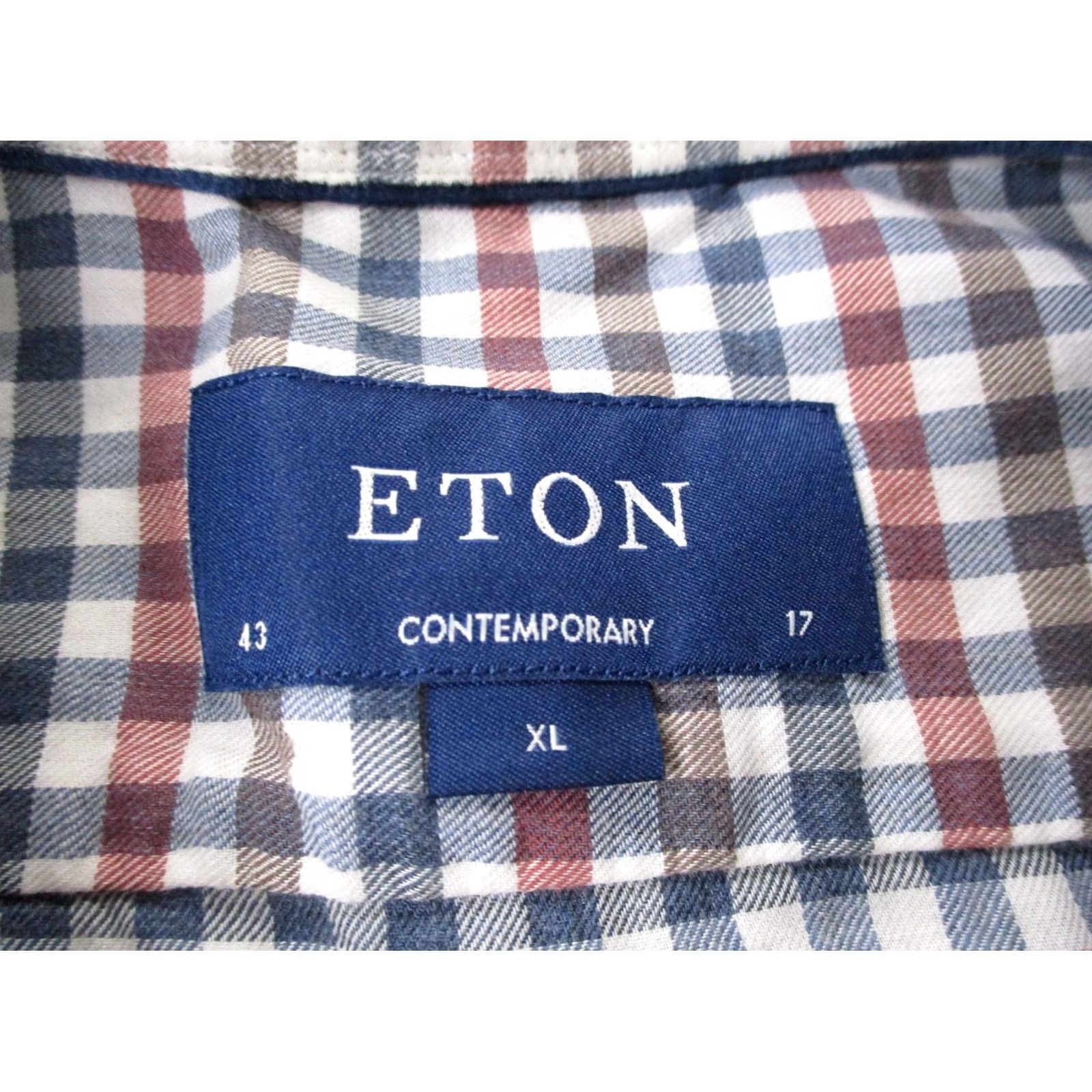 Eton Eton Shirt Men XL Plaid Light Flannel Casual Button-Up Pocket Collar-Down Multi Color 17 43 43? Size 46R - 6 Thumbnail