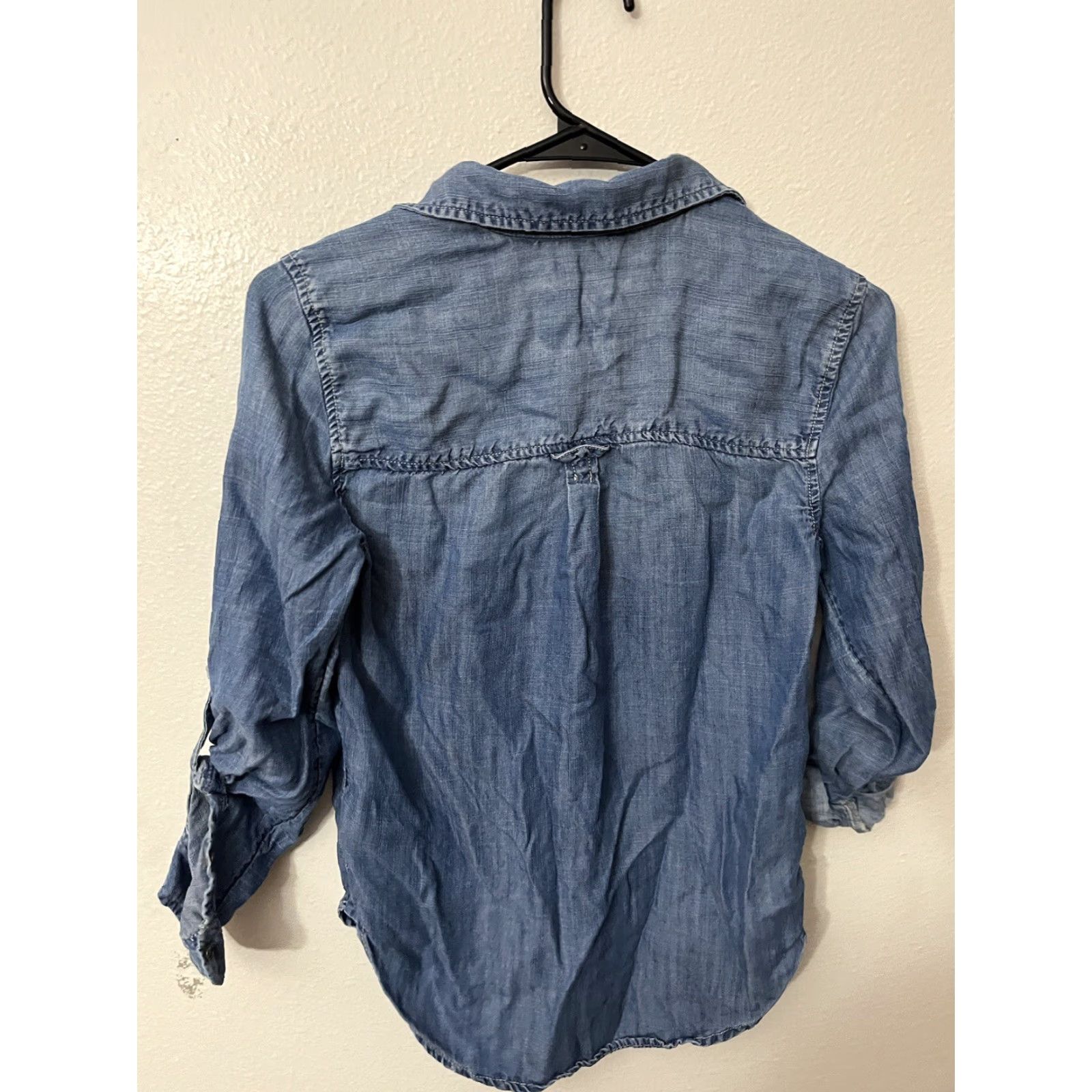 American Eagle Outfitters VINTAGE American Eagle Outfitters Women's Button-Up Shirt XS Blue Long Sleeve Casual Knit 90s Classic Size XXS / US 00 / IT 34 - 2 Thumbnail