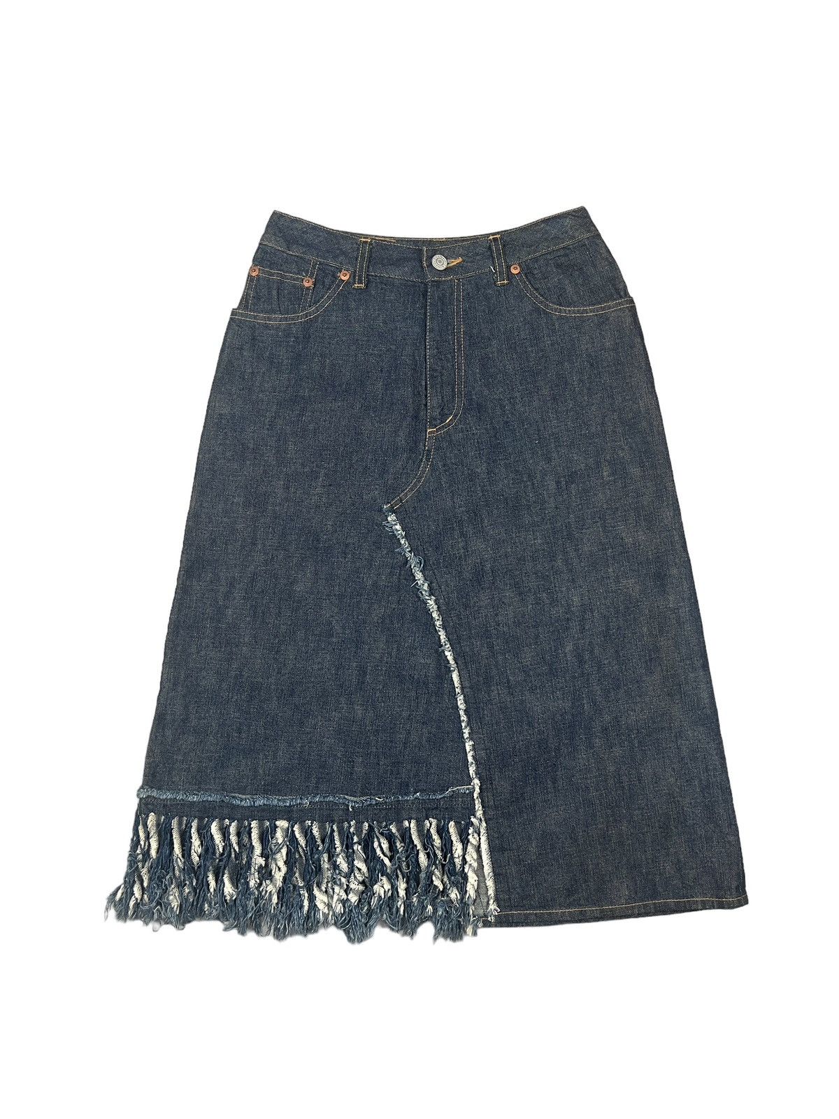 ATSURO TAYAMA A/T Atsuro Tayama Denim Midi Skirt Size 26" / US 2 / IT 38 - 1 Thumbnail