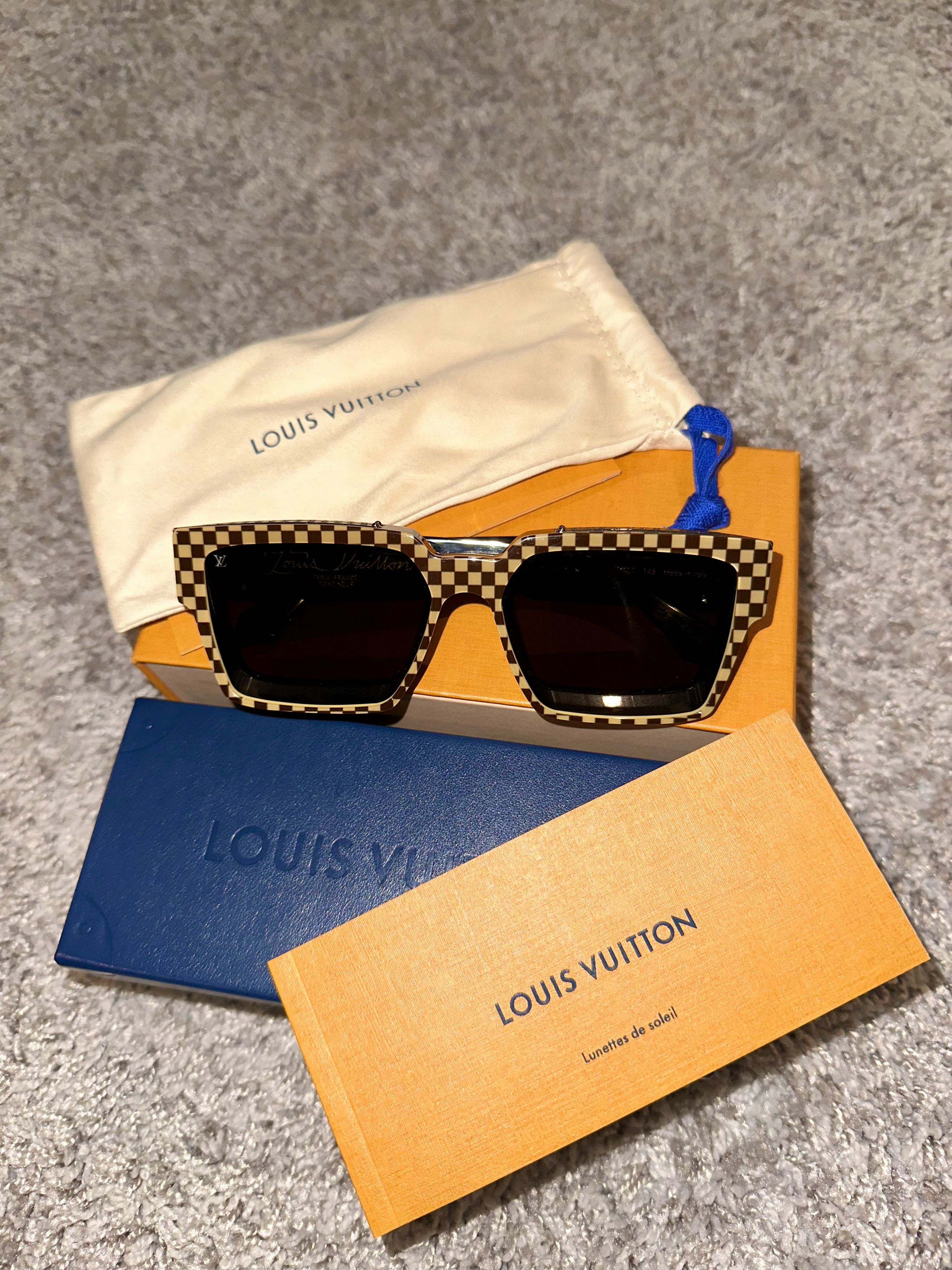 image of Louis Vuitton 1.1 Millionaires Damier Pop Sunglasses in Brown, Men's