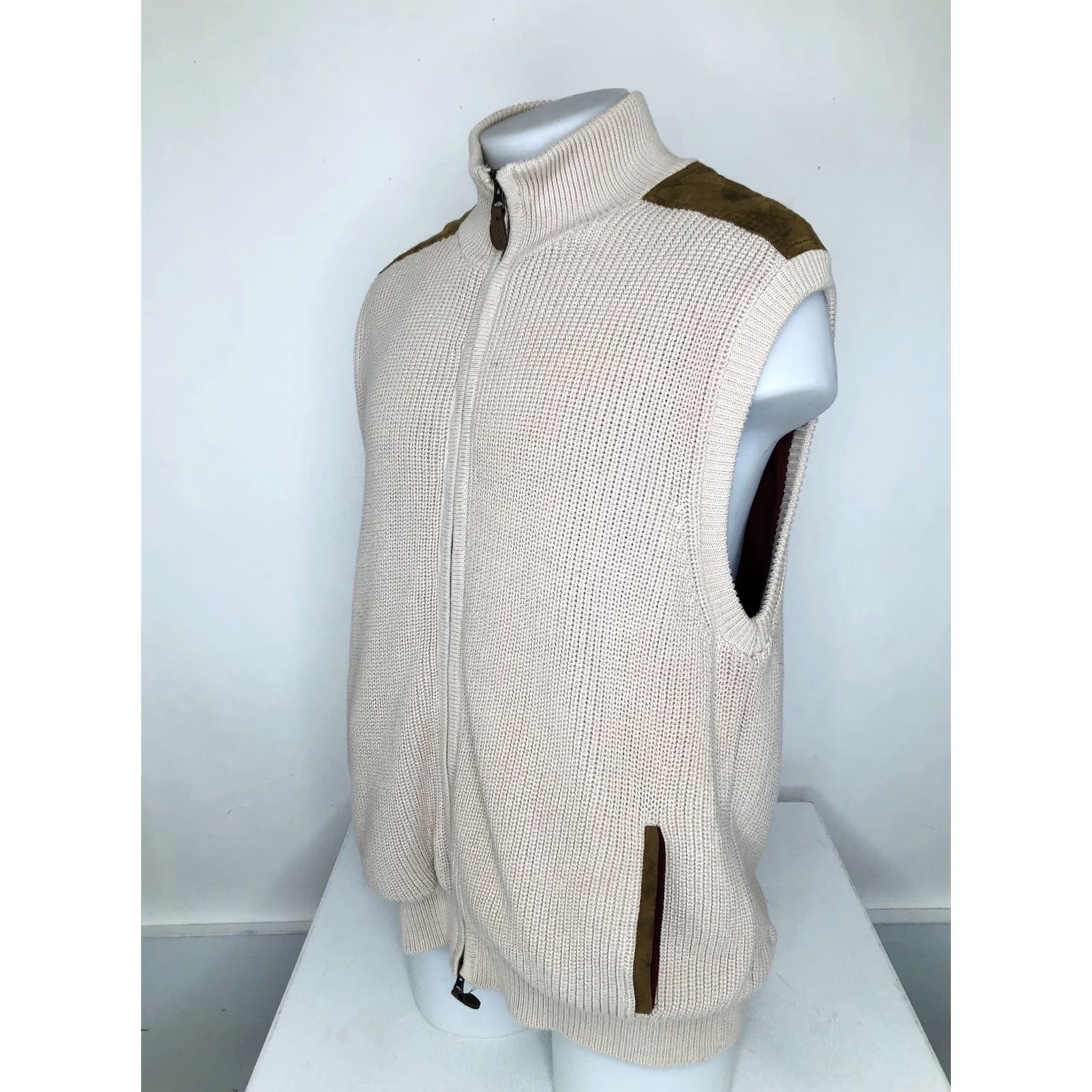 Orvis Orvis Sweater Vest Jacket Knit Full Zip Lined SHOLDER PATCH Heavy Duty Size L Light Brown Men Size US L / EU 52-54 / 3 - 2 Thumbnail