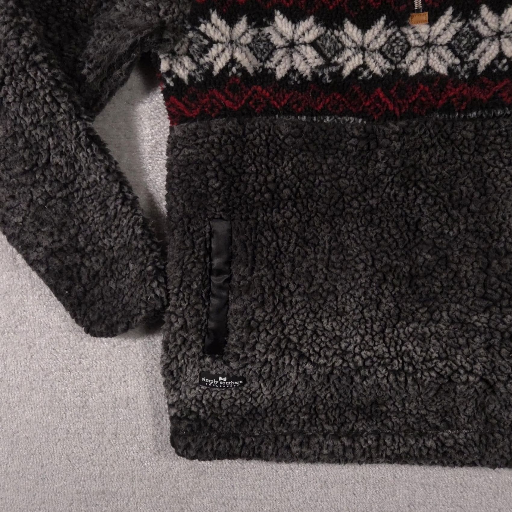 Vintage VINTAGE? Simply Southern Sherpa Pullover Womens M Gray Reindeer Snowflake 1/4 Zip Size M / US 6-8 / IT 42-44 - 4 Thumbnail