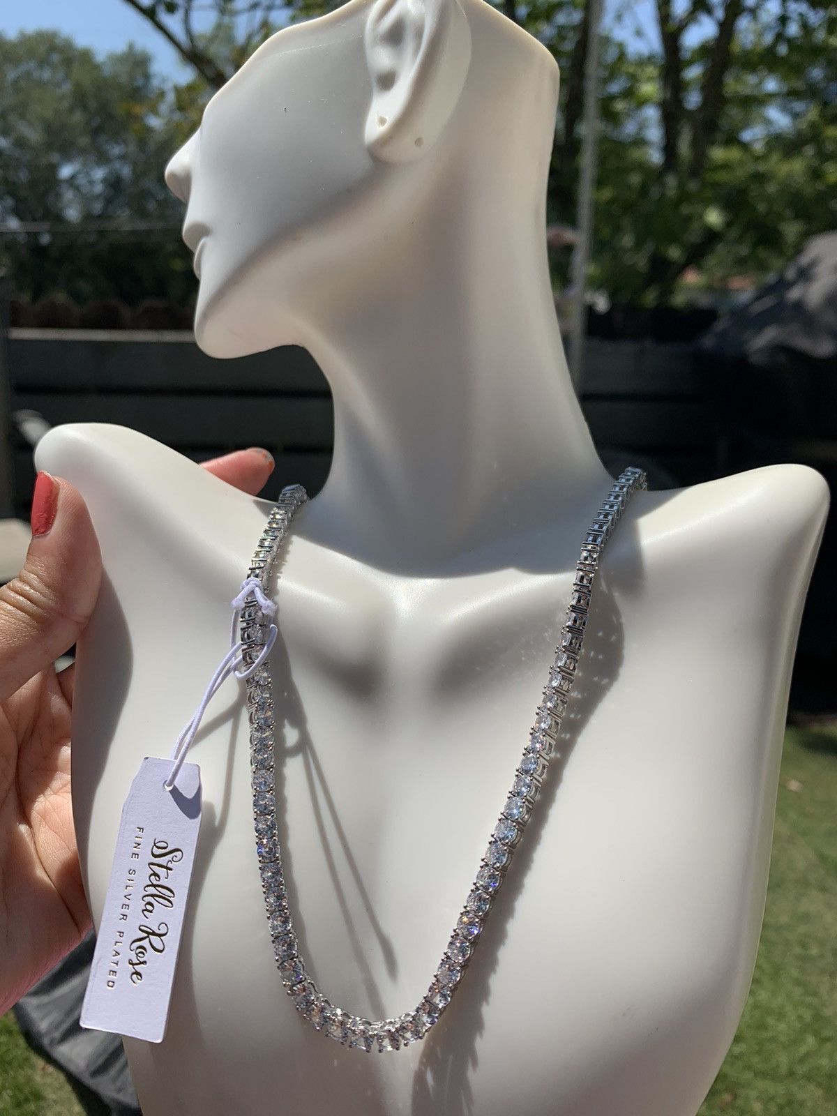 Designer Stella Rose FINE SILVER PLATED diamonds paved necklaces Size ONE SIZE - 2 Thumbnail